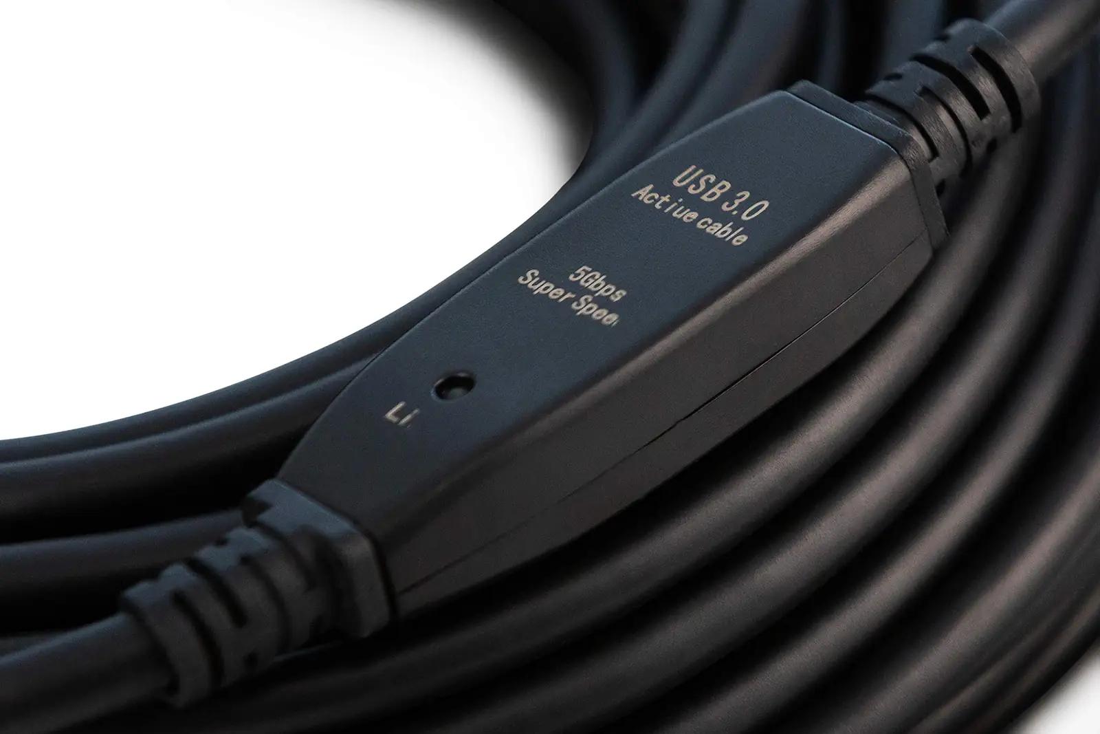 MutecPower tugev USB 3.0 aktiivpikendus 10 m — pikendab seadeid – pakend ja tarvikud