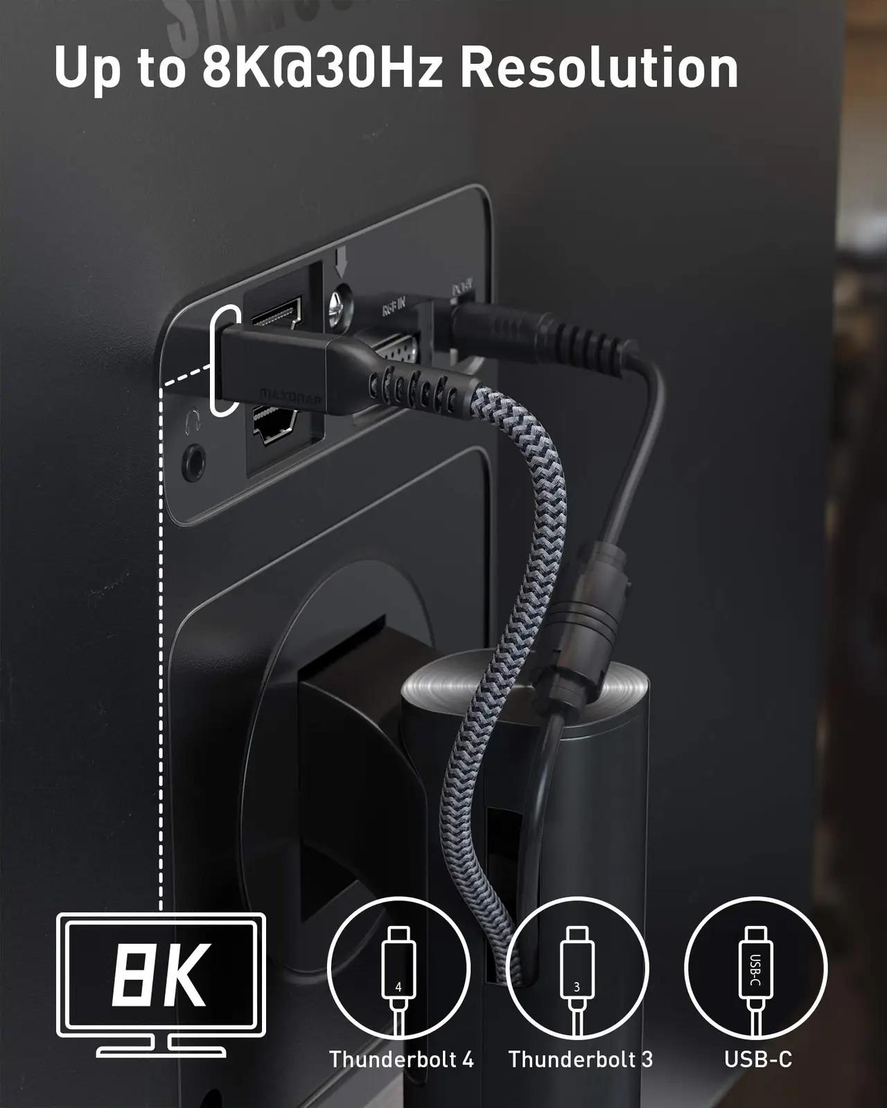 Maxonar tugev 2 m Thunderbolt 4 kaabel — kiire andmeedastus – detailne vaade