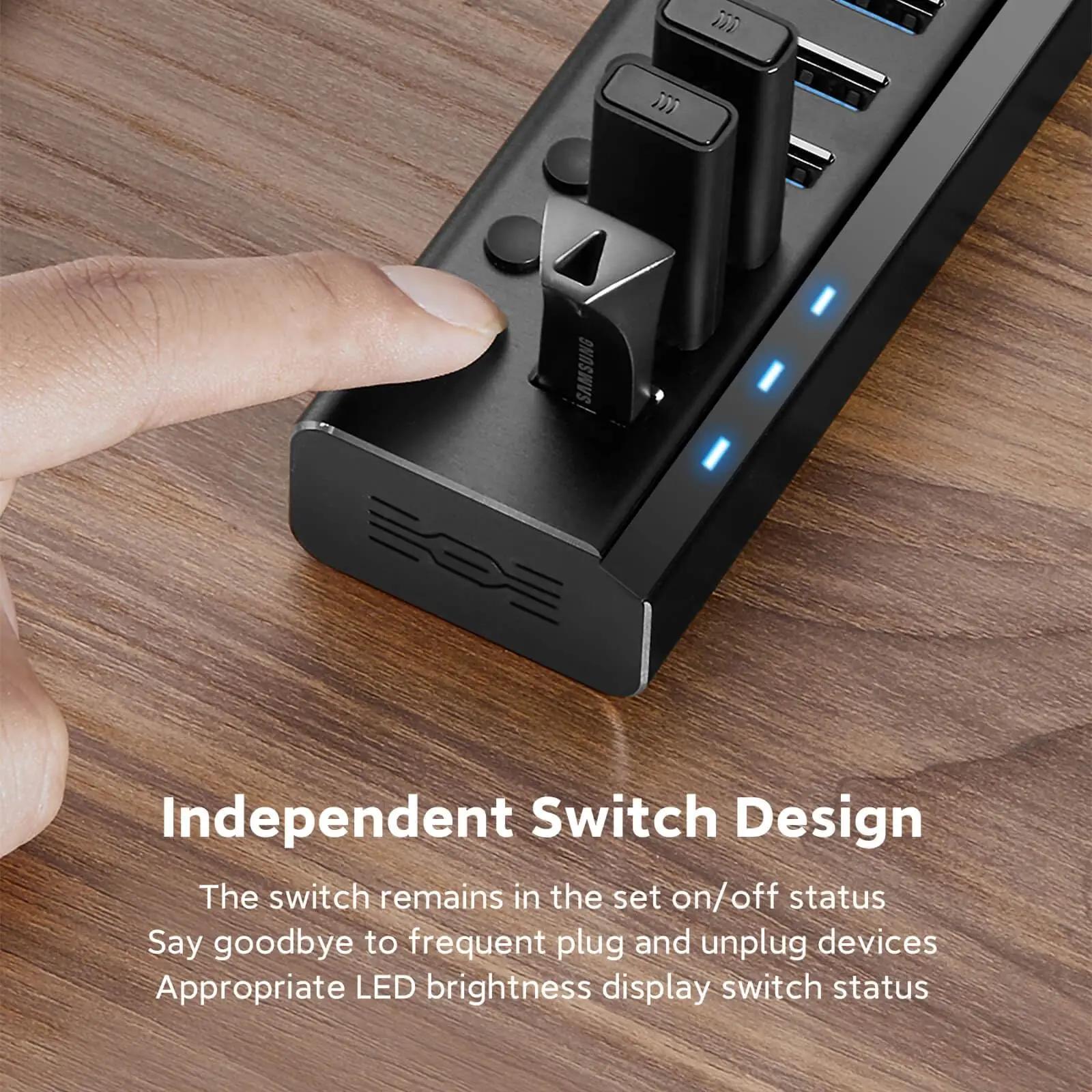RSHTECH alumiiniumist 13-port USB hub — kiire laadimine ja – kasutusnäide