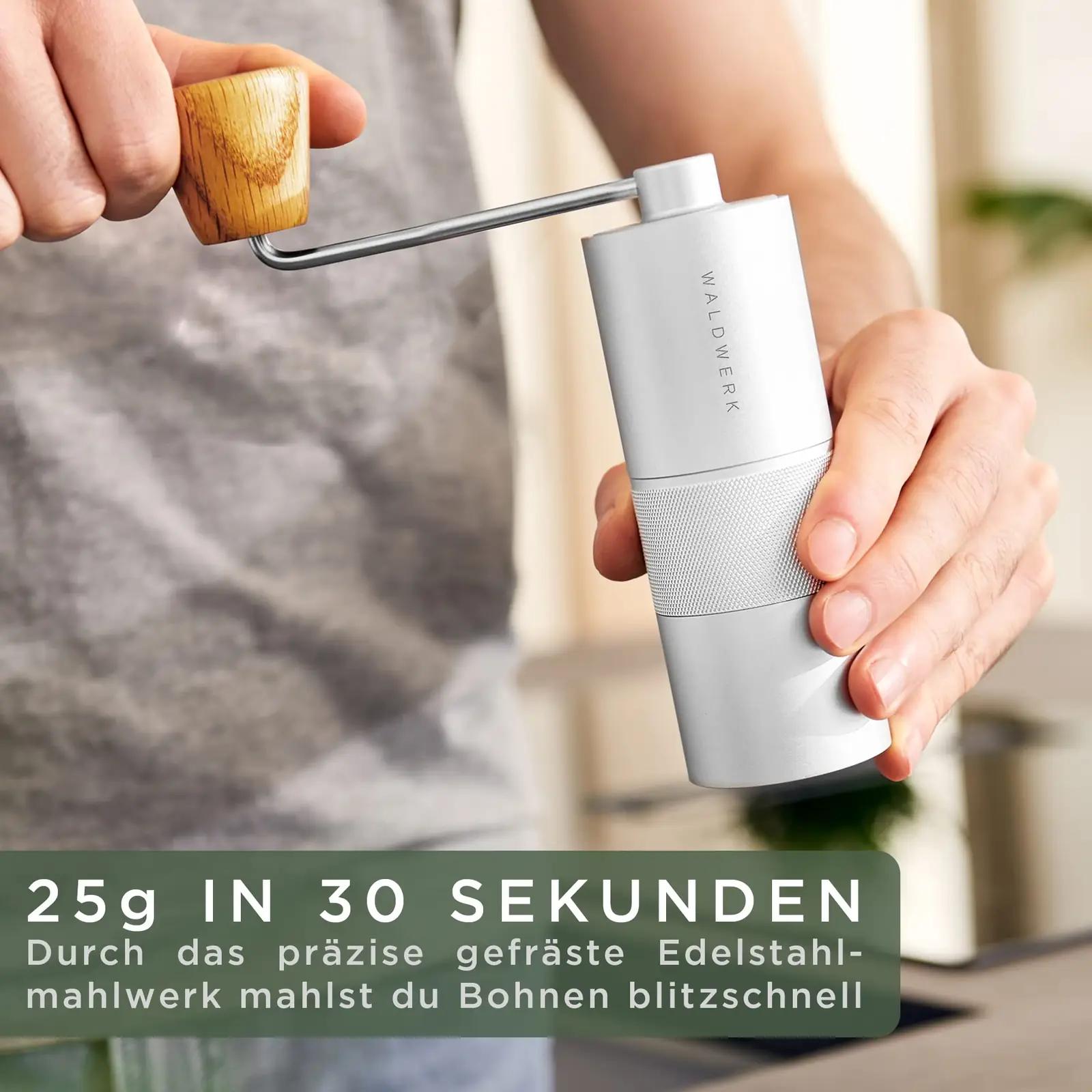WALDWERK käsikohviveski puidust käepidemega ja roostevabast – kasutusnäide