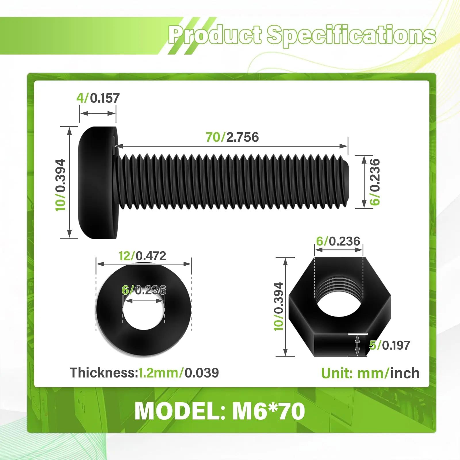 pzsmocn vastupidavad M6*70 mm nailonist kruvid kit – detailne vaade