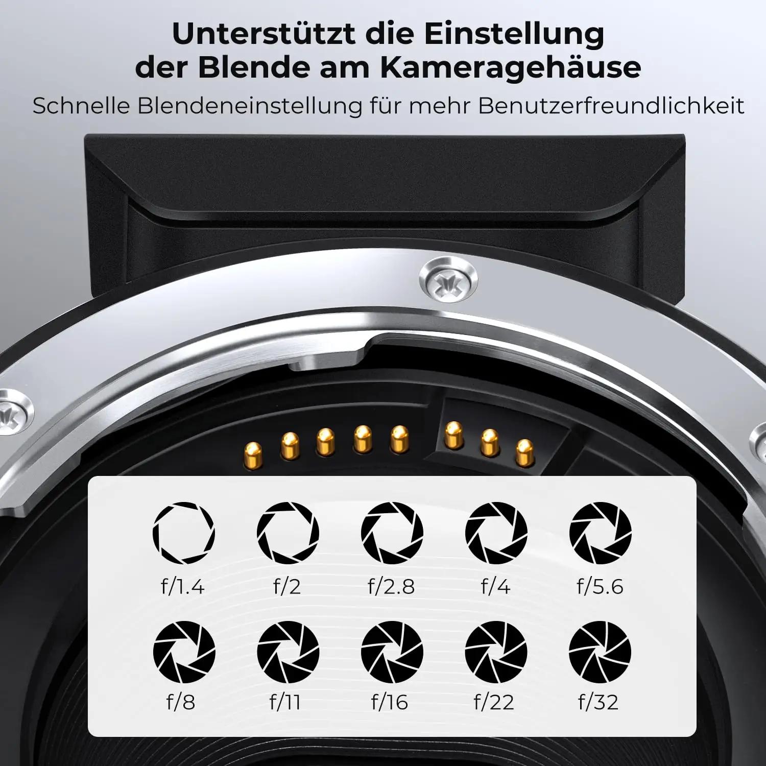 K&F CONCEPT metallist objektiivadapter Canon EF→EOS R – lisavaade