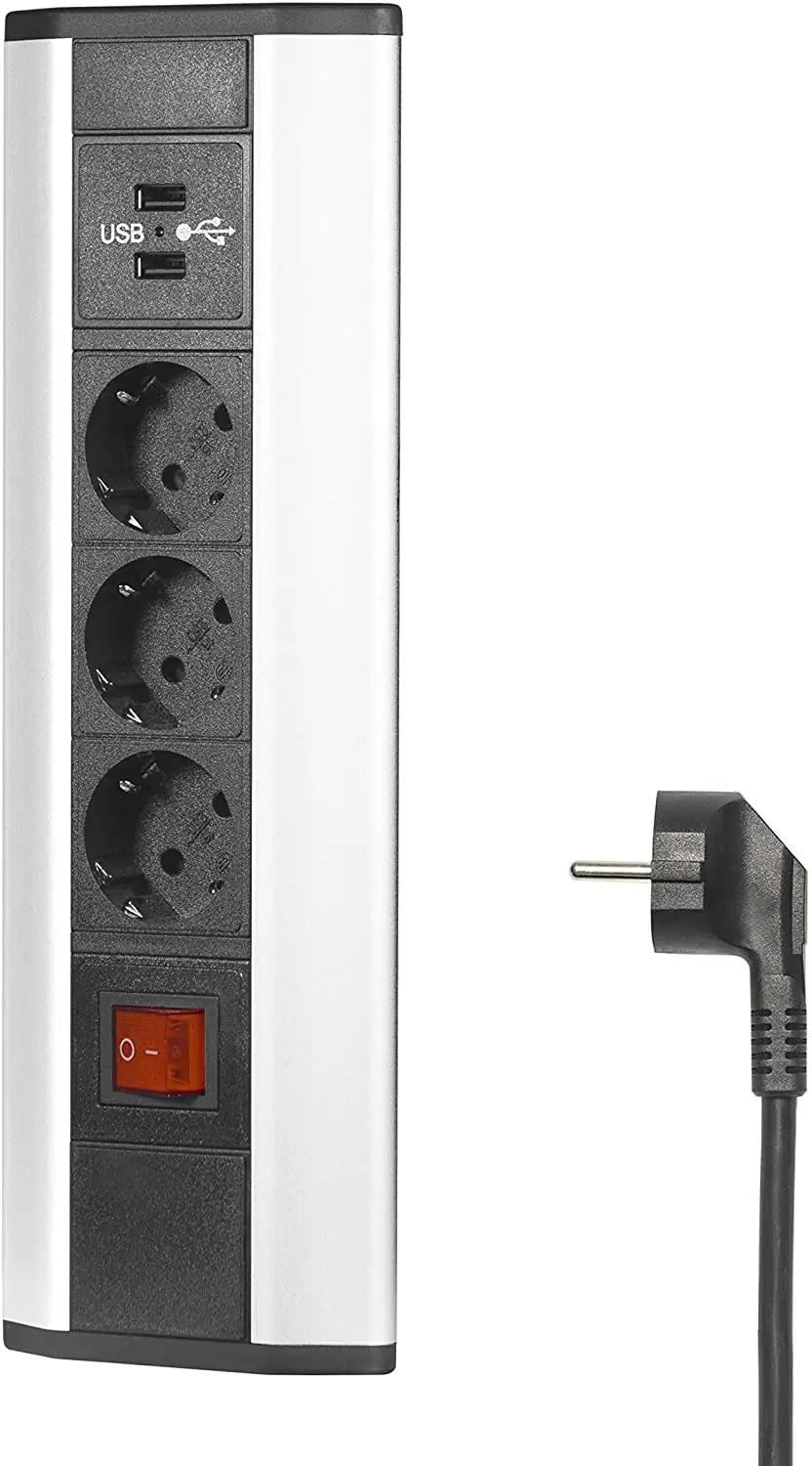 Elbe Inno alumiiniumist nurgapistik 3x + 2 USB ja lüliti