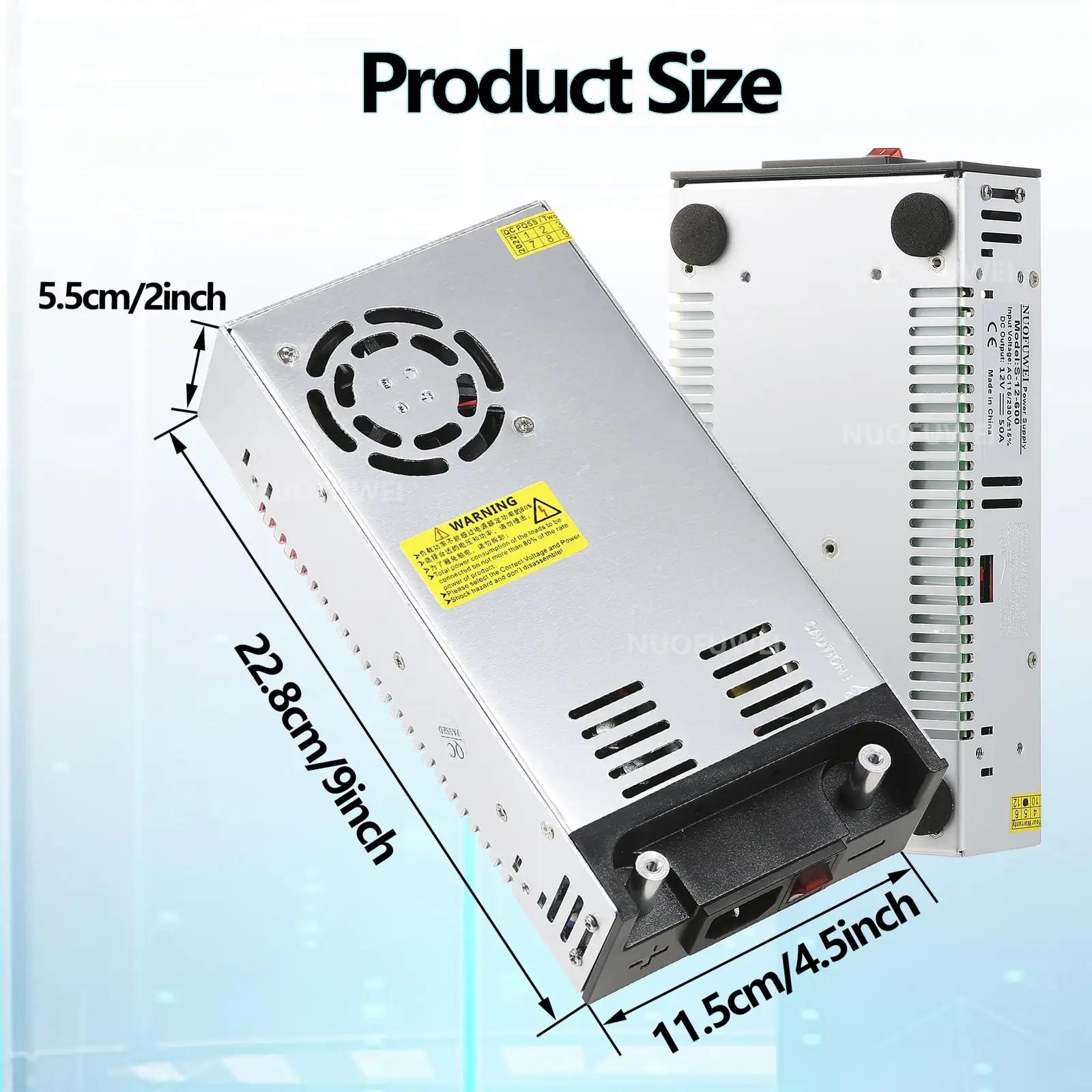 NUOFUWEI vastupidav 12V 50A 600W toiteplokk LED- ja – lisavaade