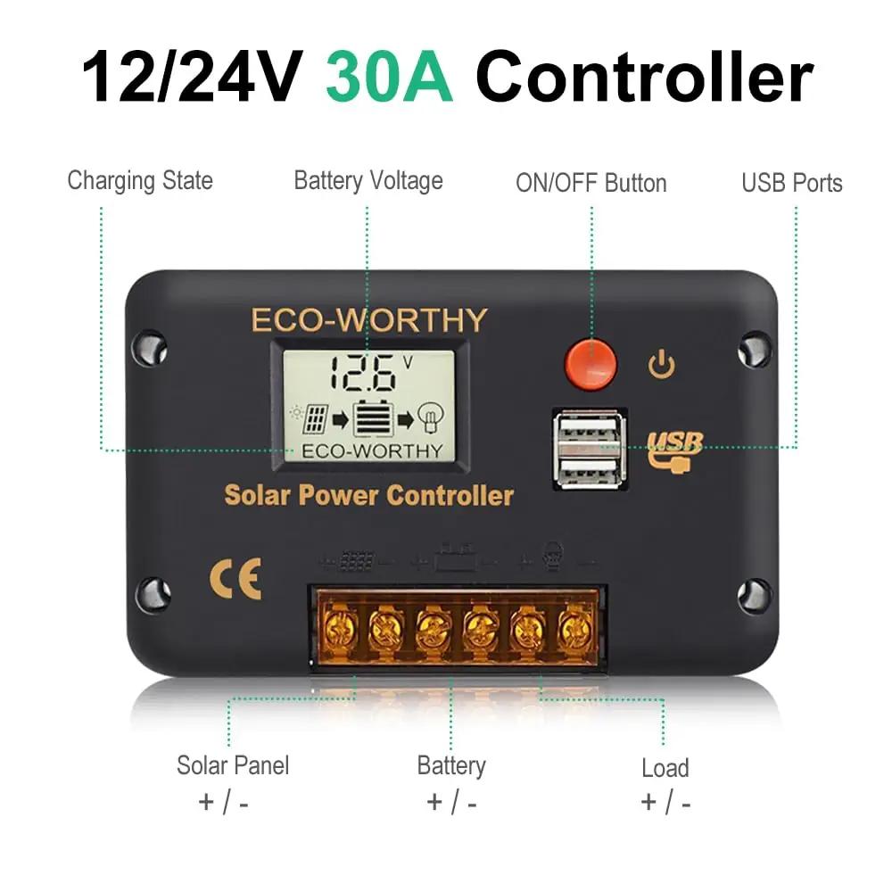 ECO-WORTHY vastupidav 30A päikeselaadija – PWM kontroll – pilt 8