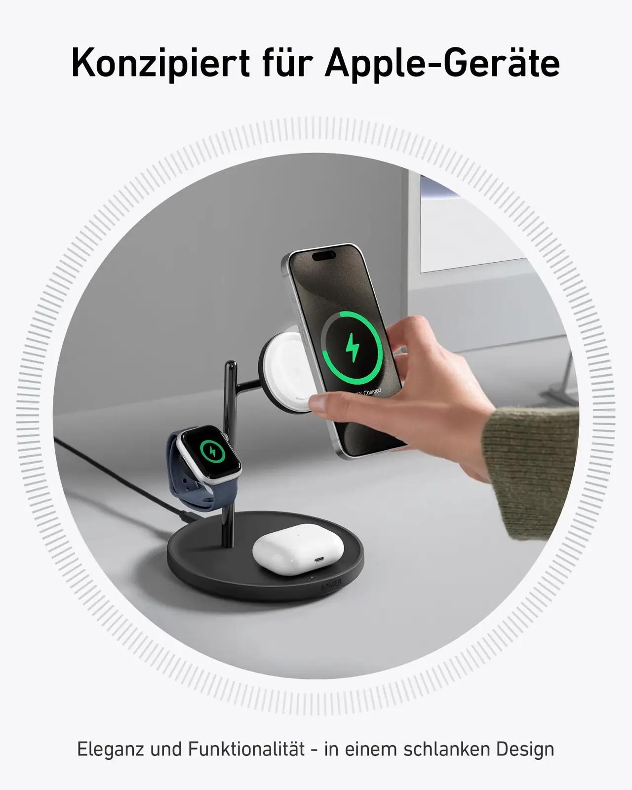 Anker 3-in-1 traadita laadija — kompaktne kõigi seadmete – pakend ja tarvikud