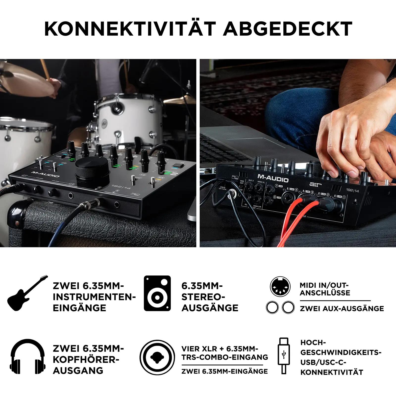 M-AUDIO stuudiokvaliteetne USB audio-liides kodustele – pakend ja tarvikud