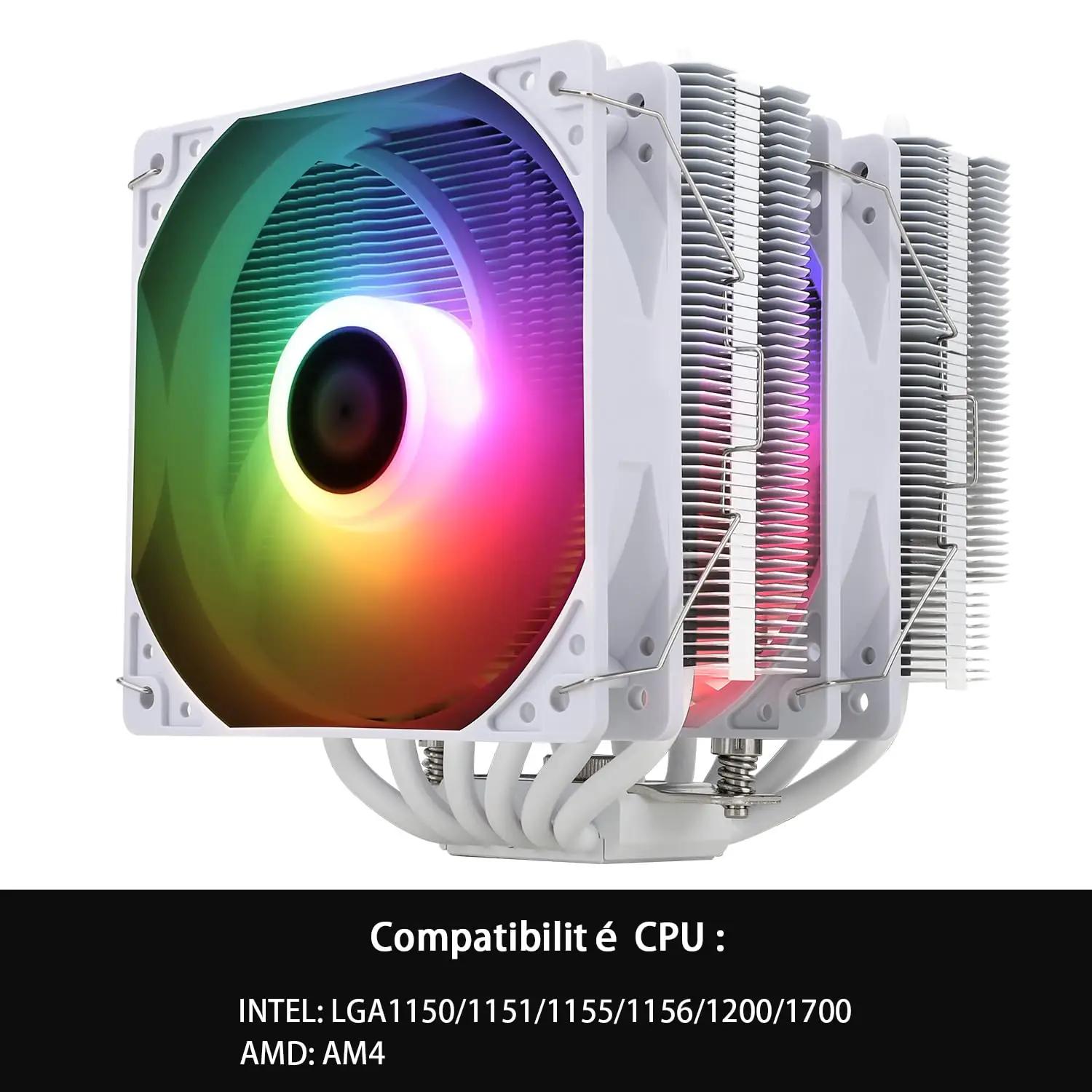 THERMALRIGHT valge CPU jahuti – vaikne 6-heatpipe lahendus – detailne vaade
