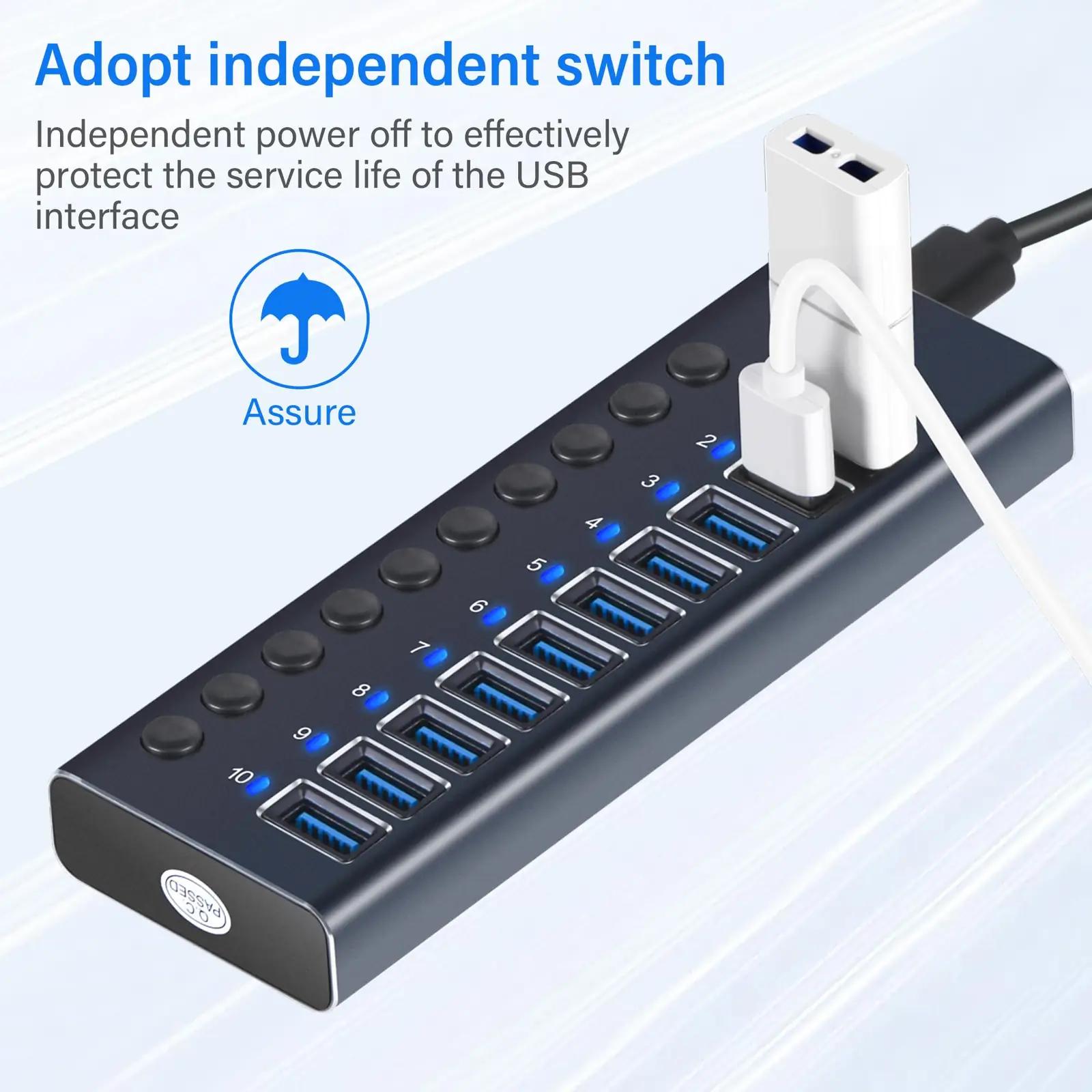 WLXKJY alumiiniumist 10-port USB-hub — kiire laadimine ja – kasutusnäide