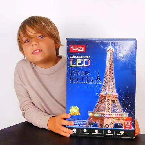 EXPLORA SCIENCES 3D vahtpuzzle – Eiffeli torn, hele ja kingitus – pakend ja tarvikud