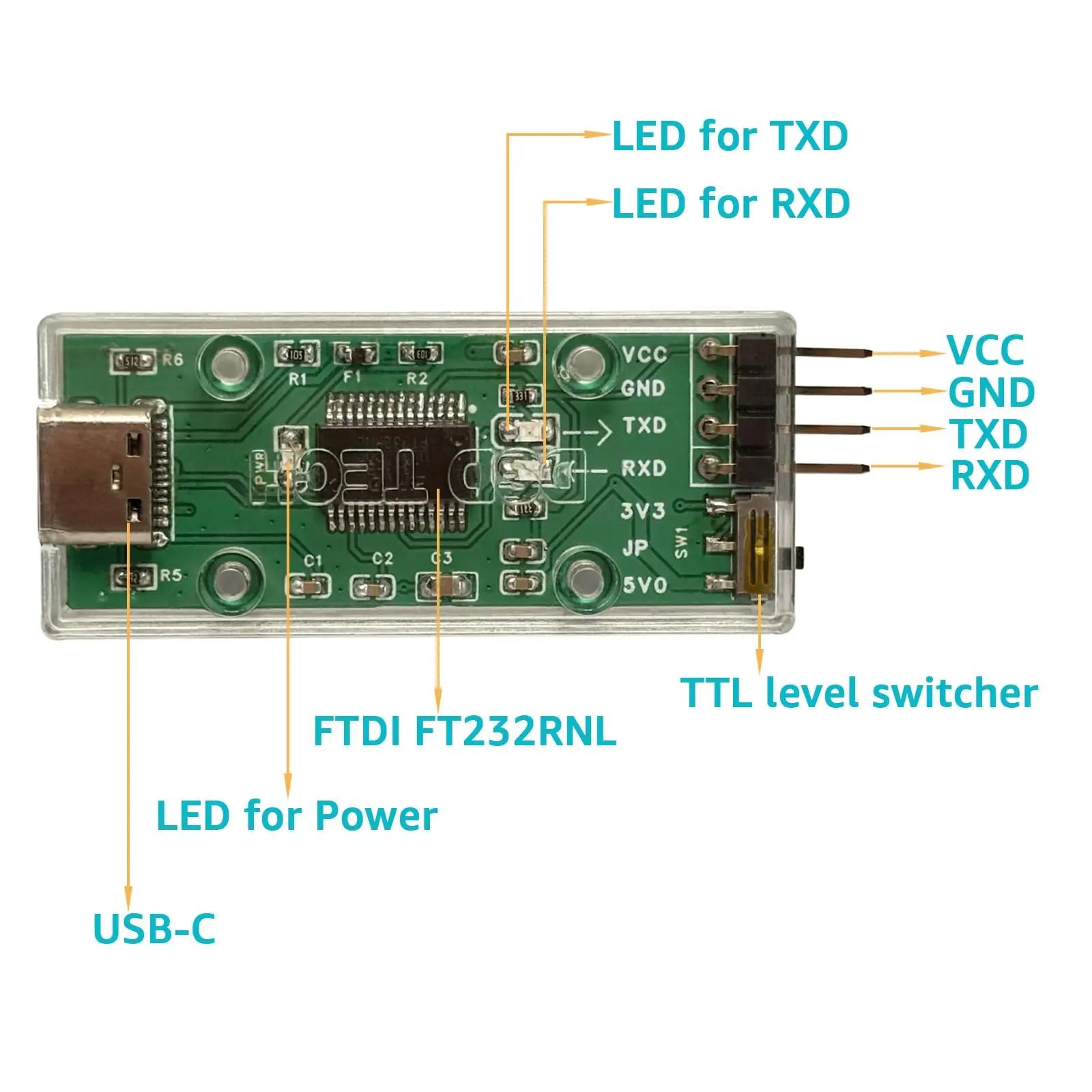 DSD TECH USB-C TTL-adapter programmeerimiseks ja testimiseks – pakend ja tarvikud