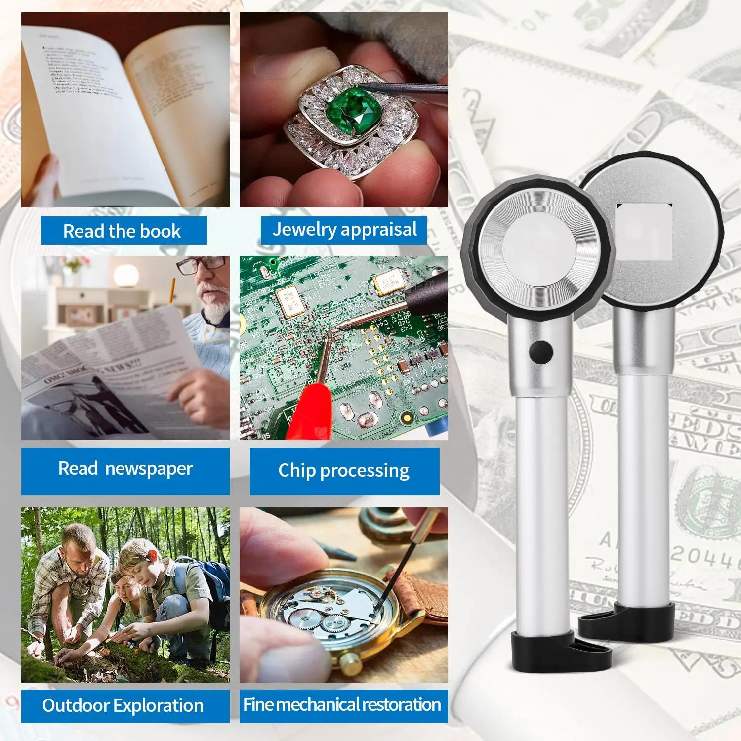 HunterBee kvaliteetne 10x klaasluup LED-valgustusega — ehtete – lisavaade
