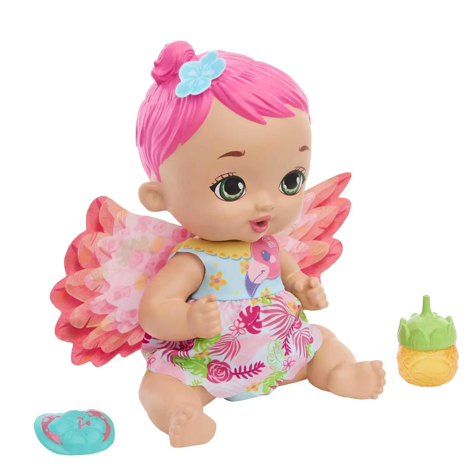 Mattel pehme plastist interaktiivne nukuke Flamingo 30 cm – pakend ja tarvikud