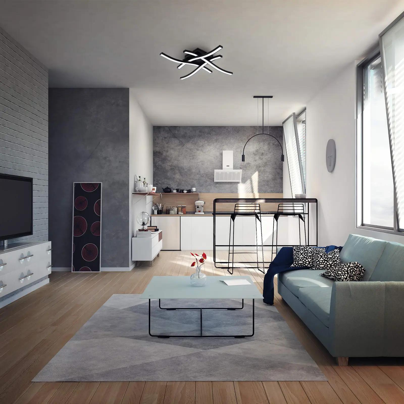 B.K.Licht modernne LED laelamp — mattmust, energiasäästlik – detailne vaade