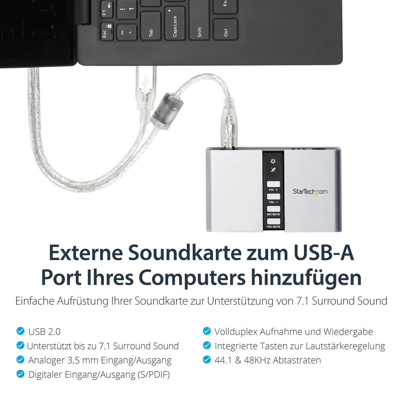 StarTech USB 7.1 helikaart – mitmeväljalahendusega adapter – detailne vaade