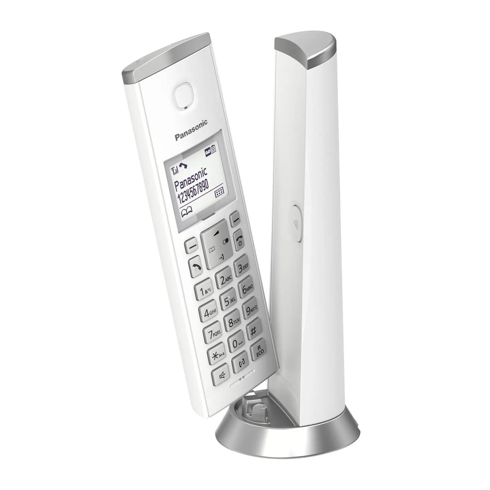 Panasonic valge metallist kodutelefon koos vastajaga