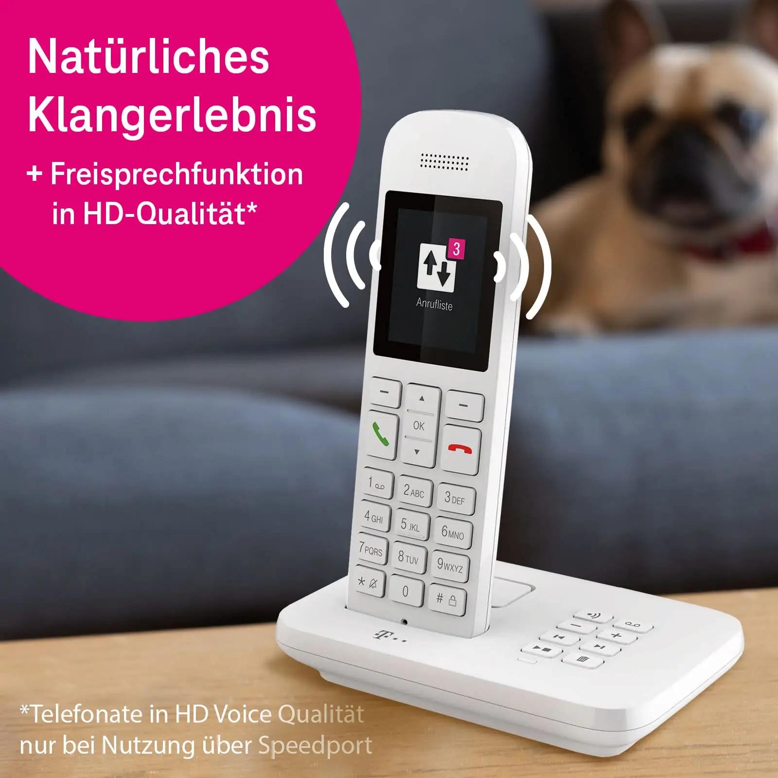 Deutsche Telekom valge kodutelefon koos salvestiga – pakend ja tarvikud