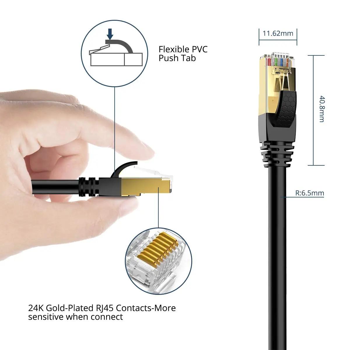 Veetop vastupidav Cat8 Ethernet-kaabel 30m – kiire ja painduv – pilt 6