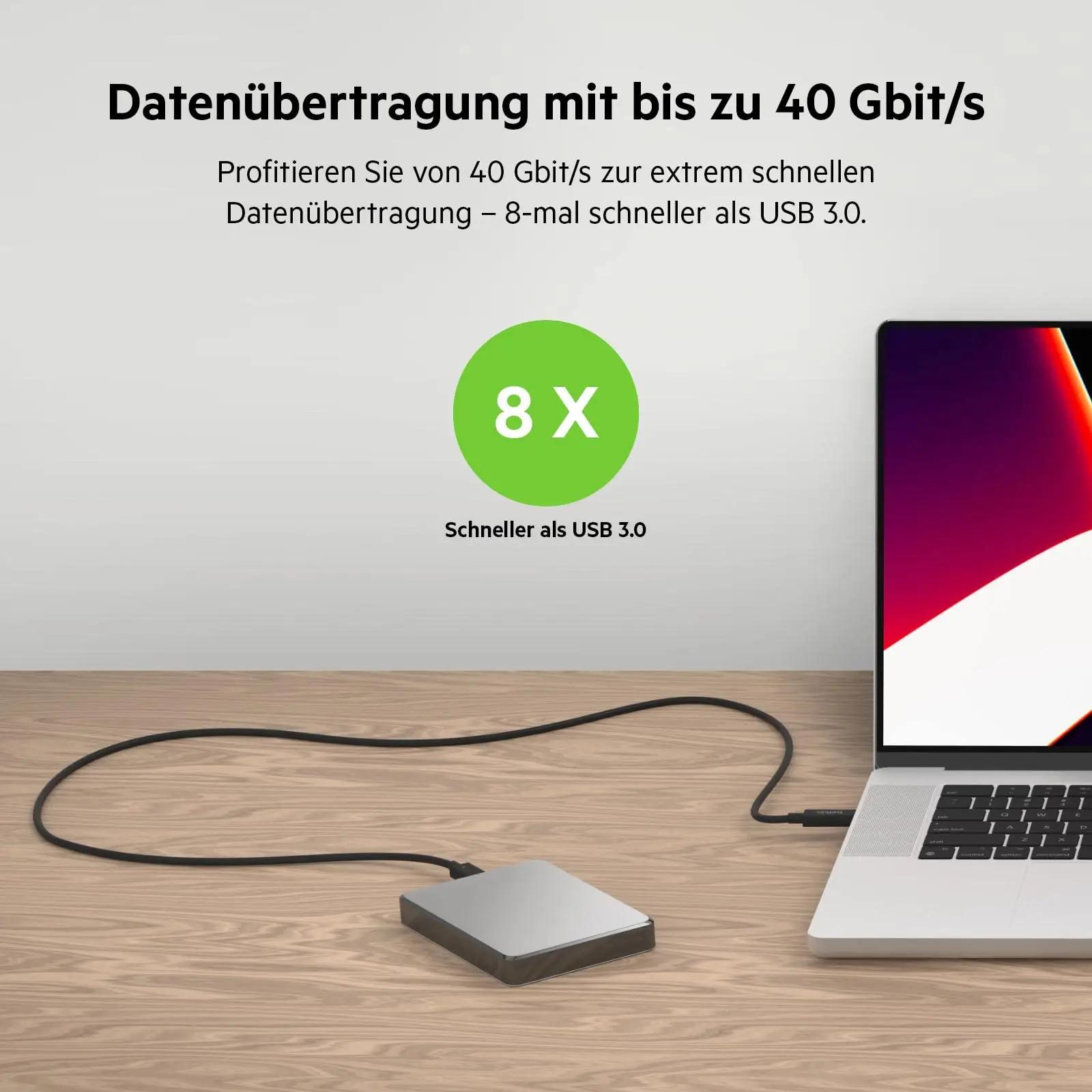 Belkin vastupidav Thunderbolt 4 kaabel 2 m – detailne vaade