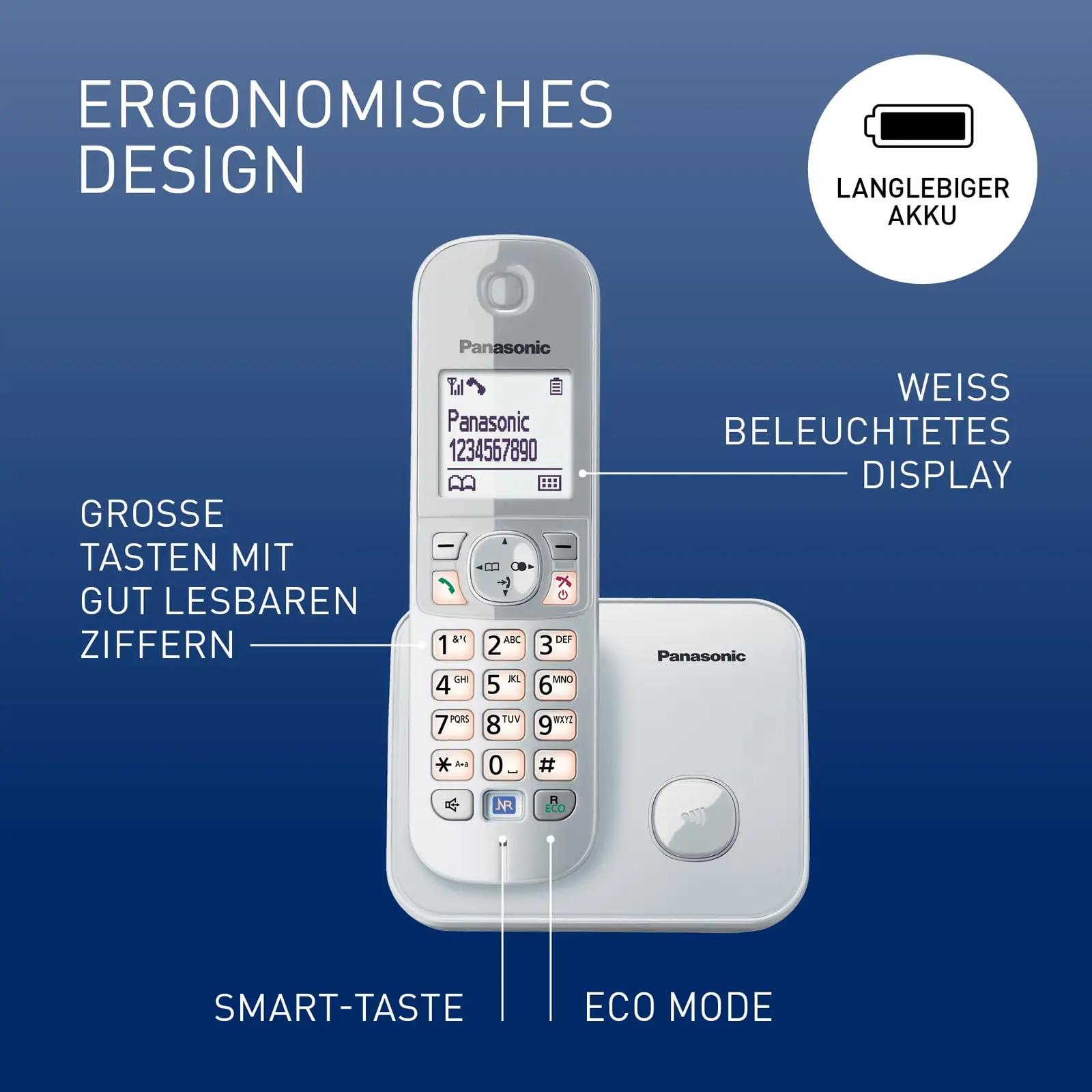 Panasonic metallist traadita telefon — madal kiirgus ja – detailne vaade