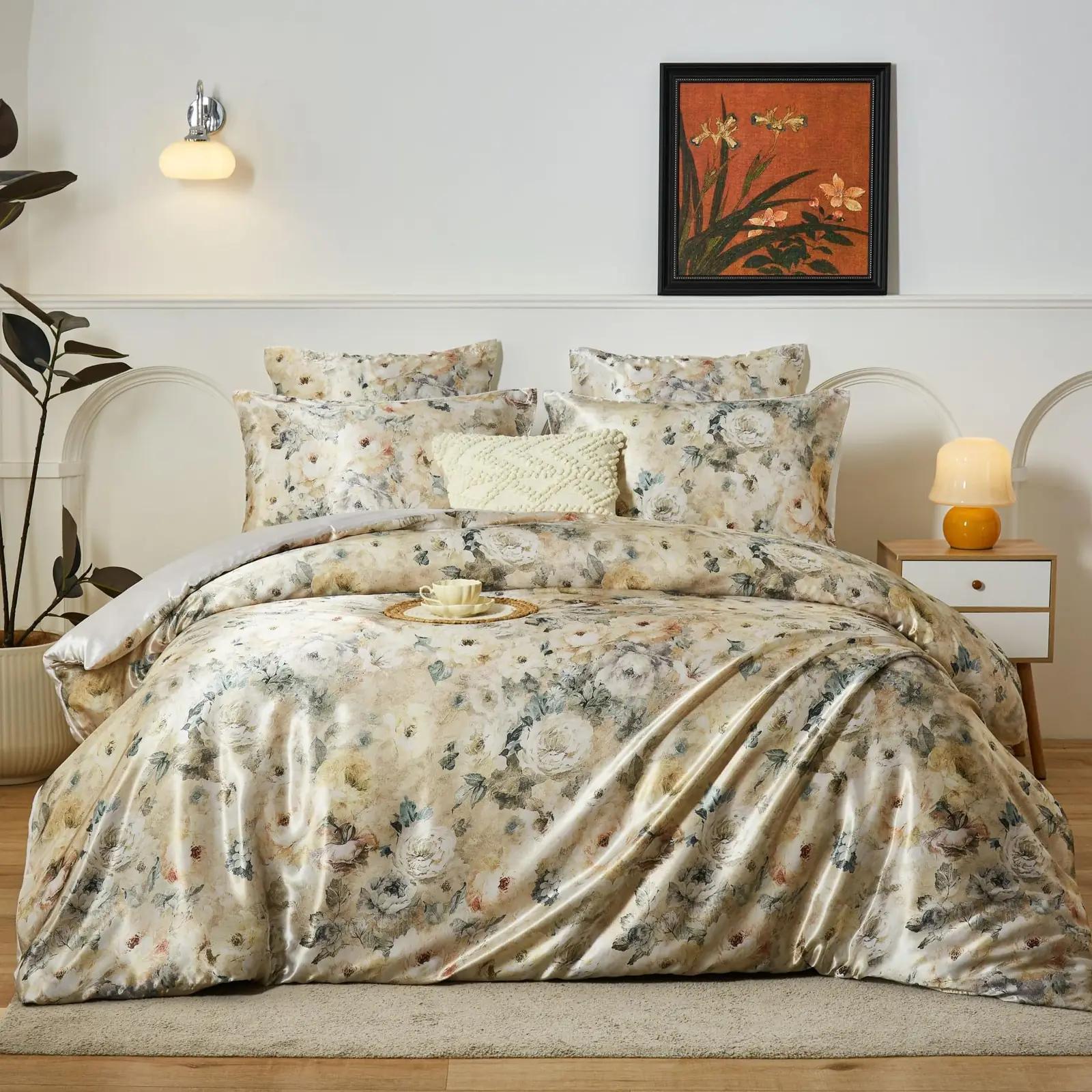 YASMENG satiinvoodipesu 240×260 cm – pehme lillemuster