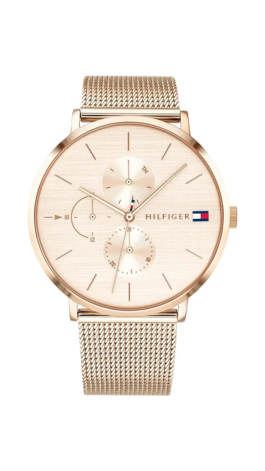 Tommy Hilfiger roosakuldne terasest randmekell — elegantne