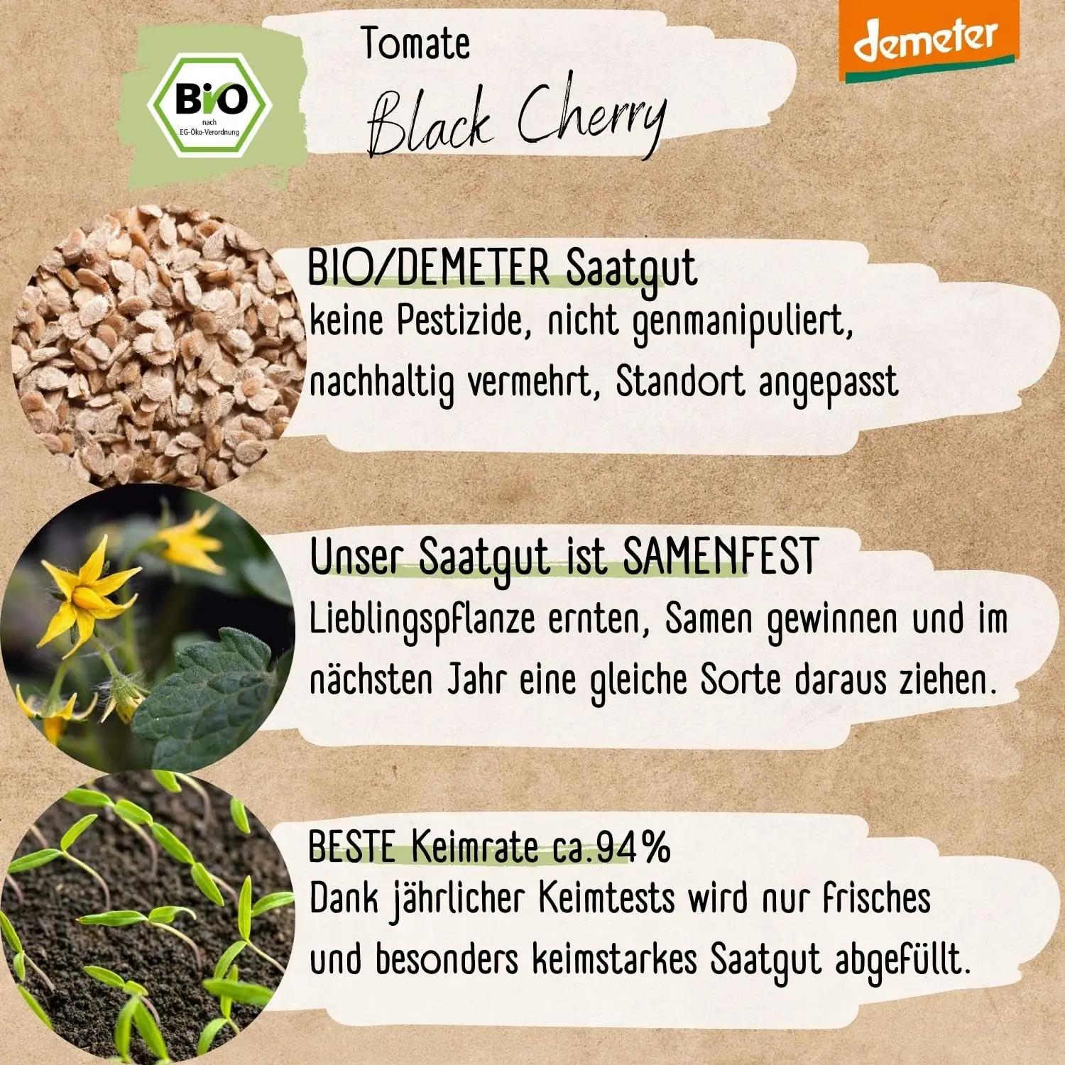 Loveplants Demeter mustad Black Cherry tomatisemned – pakend ja tarvikud