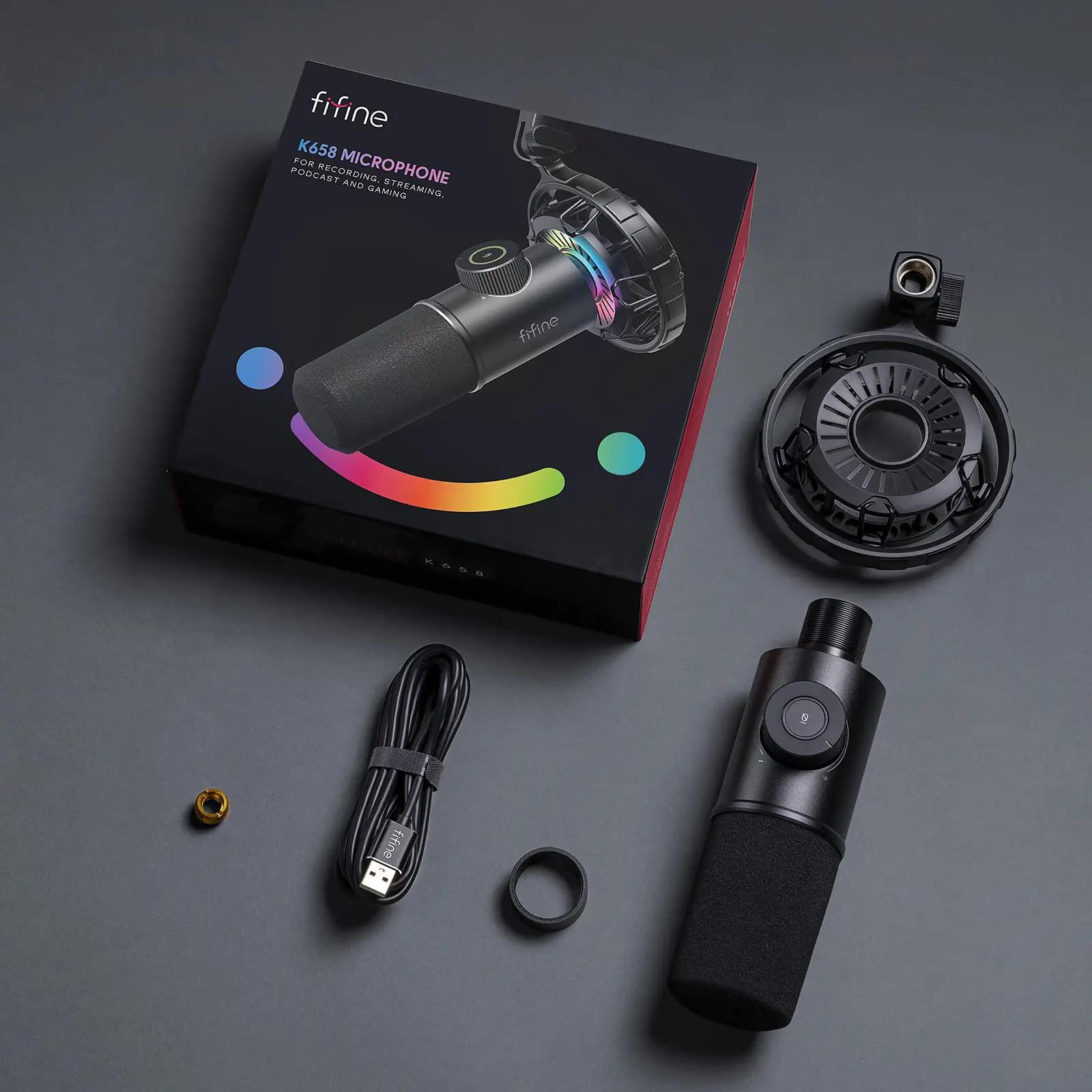 FIFINE metallist gaming-mikrofon USB-C — selge heli ja RGB – pilt 7