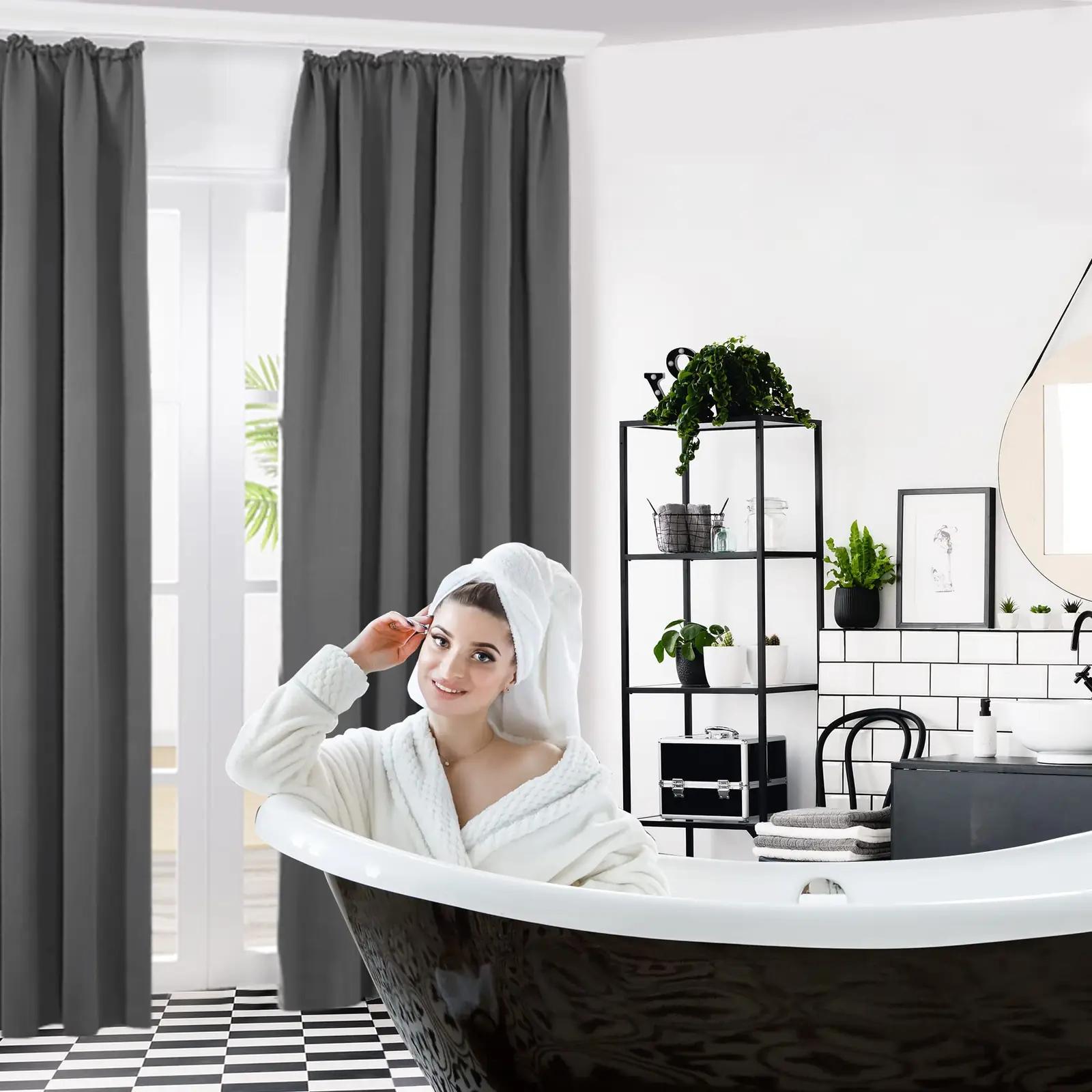Deconovo heli- ja valgusblokiga kardinad 260×140 cm, helehall – pilt 6