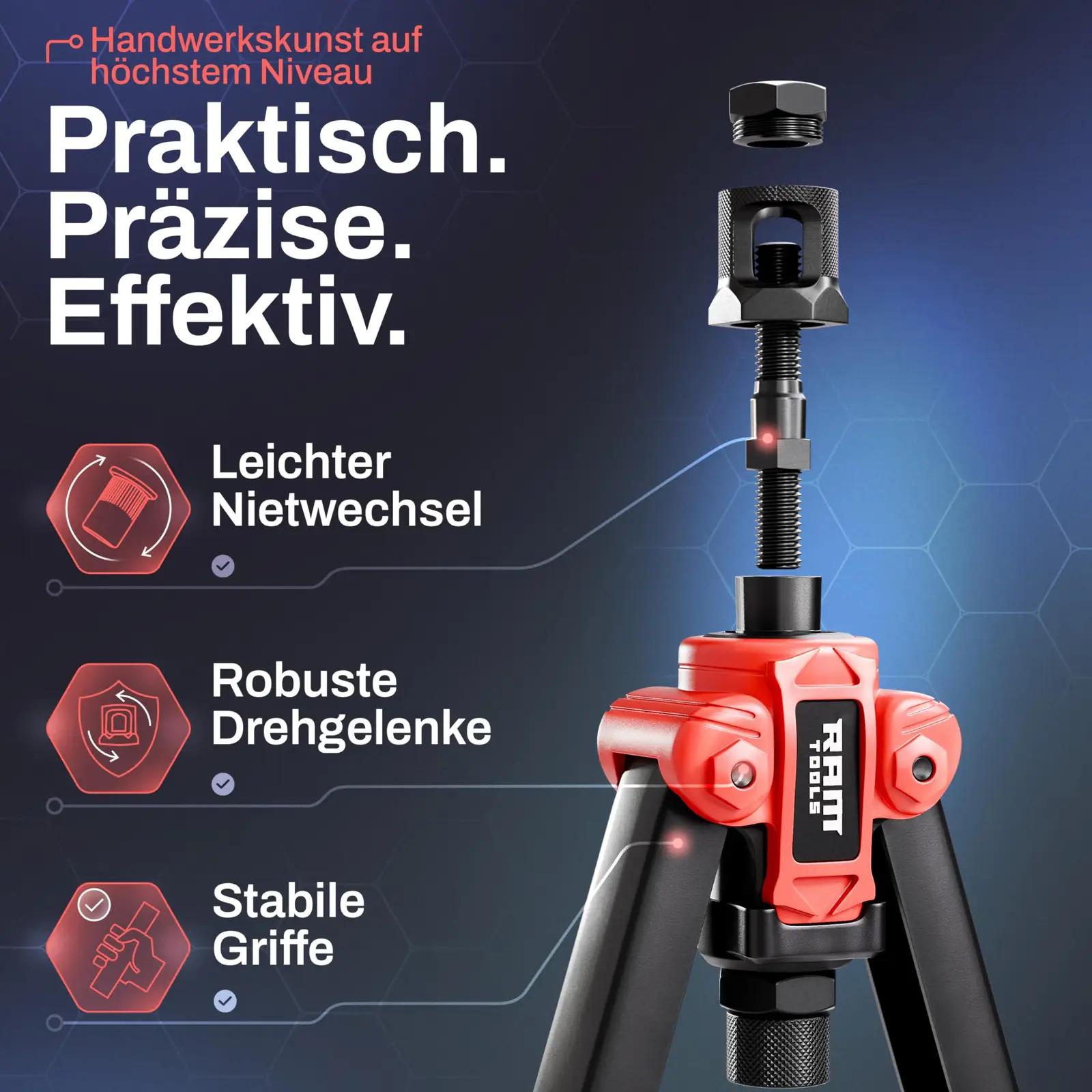 RAM TOOLS tugev legeeritud plekist nietmutri tang komplekt – pilt 6