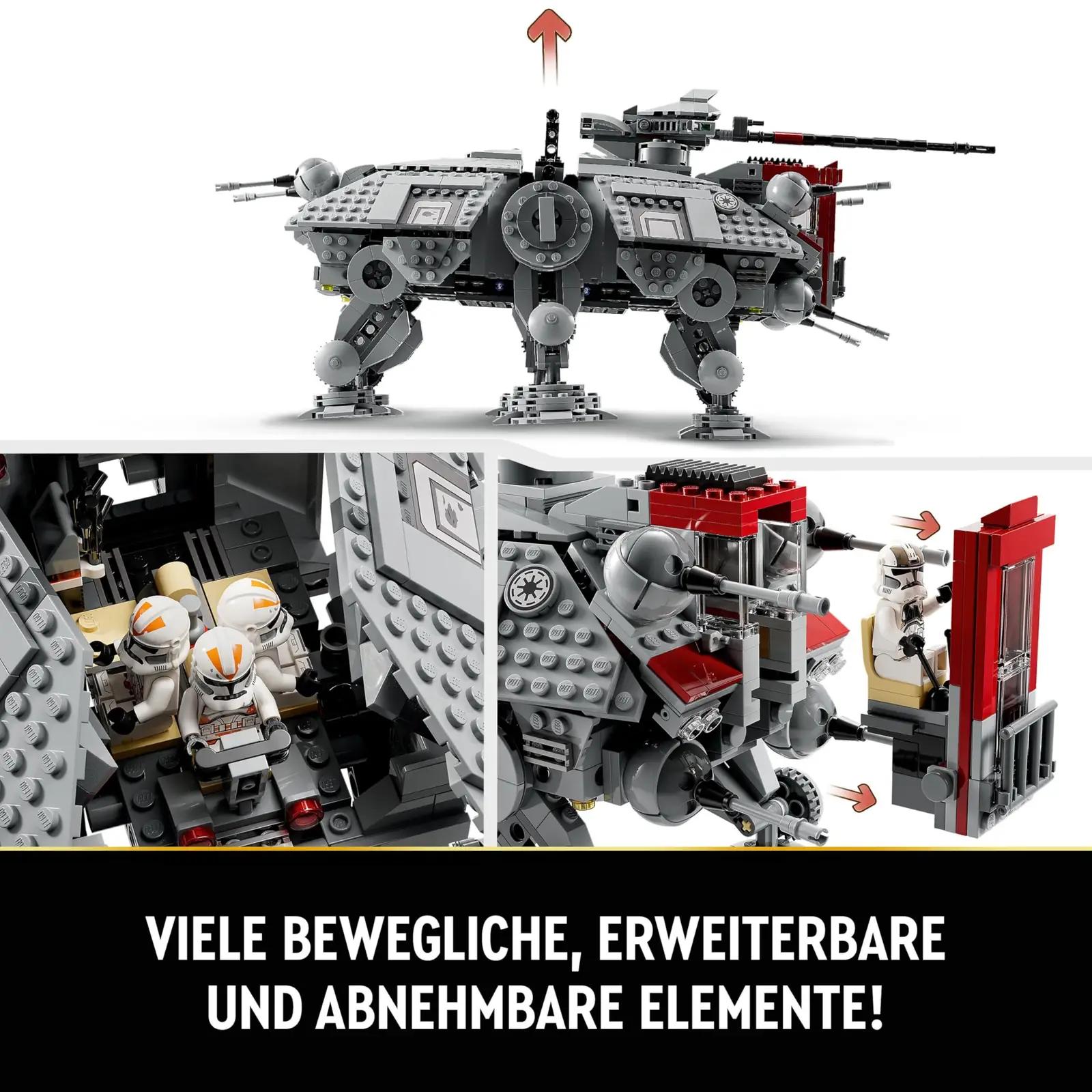 LEGO Star Wars at-TE Walker – detailne mängukomplekt kingituseks – pakend ja tarvikud