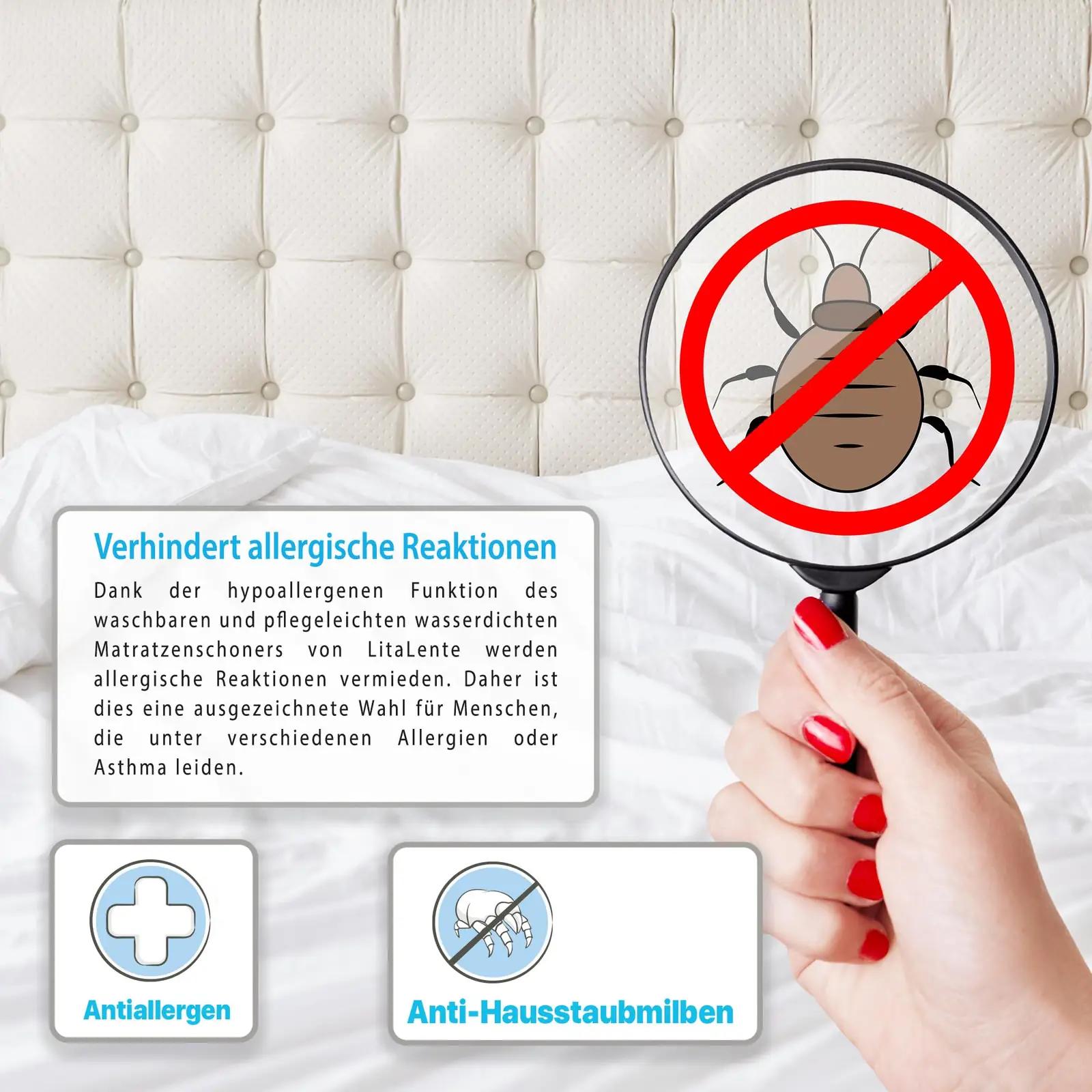 LitaLente veekindel molton kattemadrats 200 x 220 cm — hingav – lisavaade