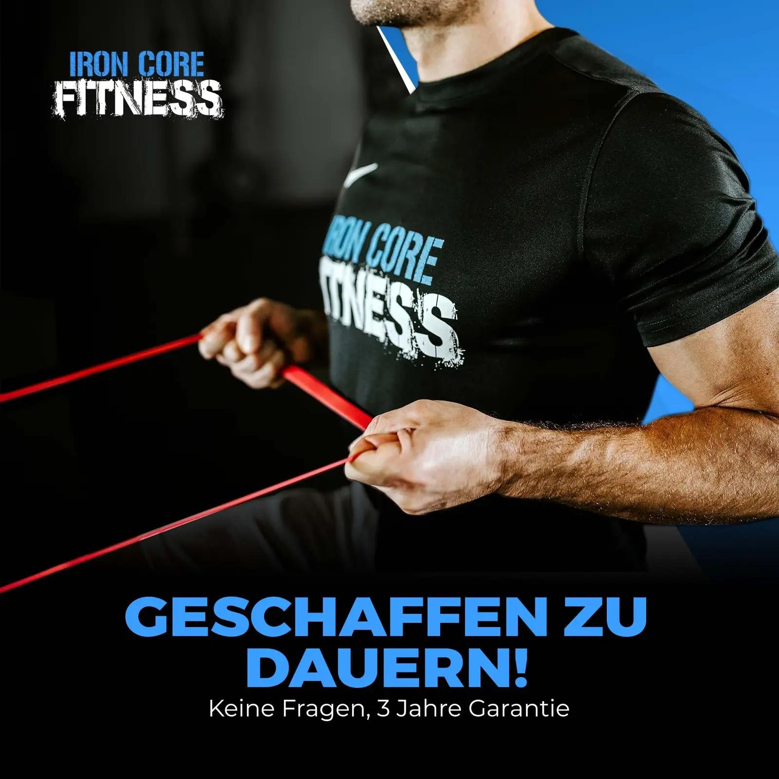 Iron Core Fitness looduslikust kummist treeningribad komplekt – pakend ja tarvikud