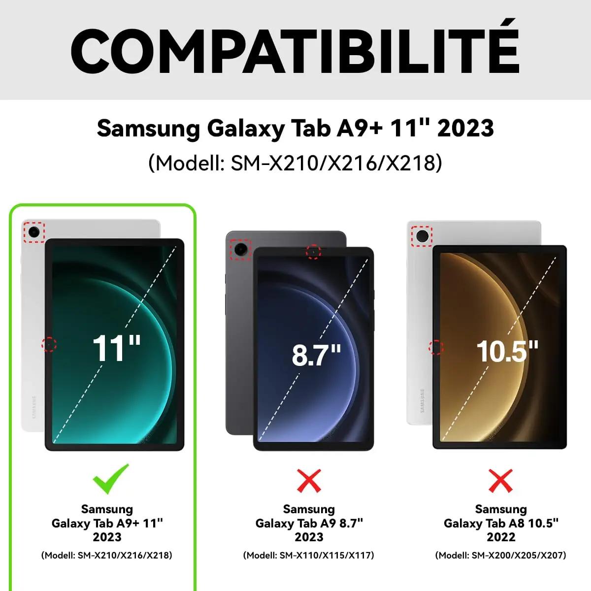 CHESONA must plastiku klaviatuur‑ümbris Galaxy Tab A9+ tipptööks – detailne vaade