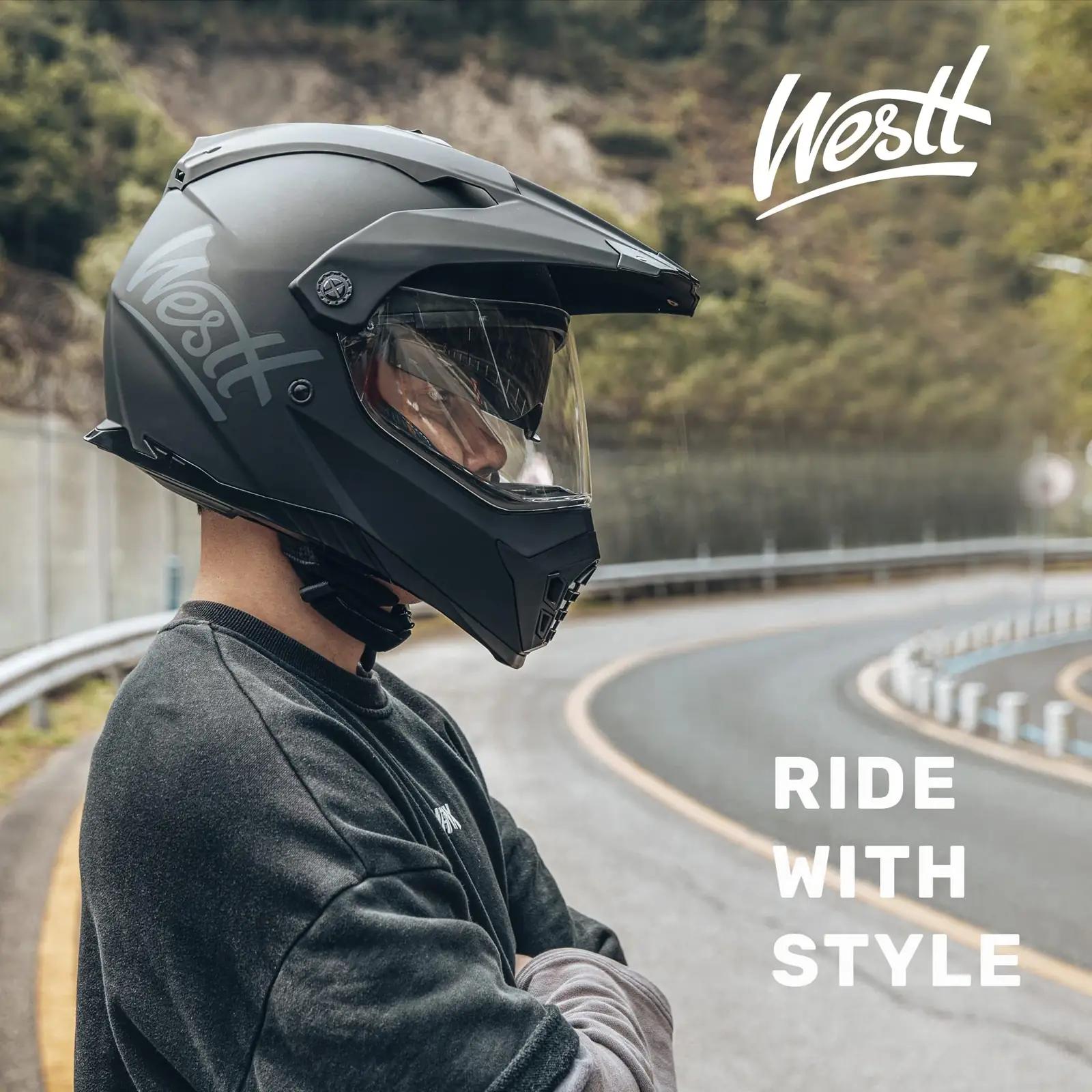 Westt matt must ABS-materjalist motokross kiiver – kasutusnäide