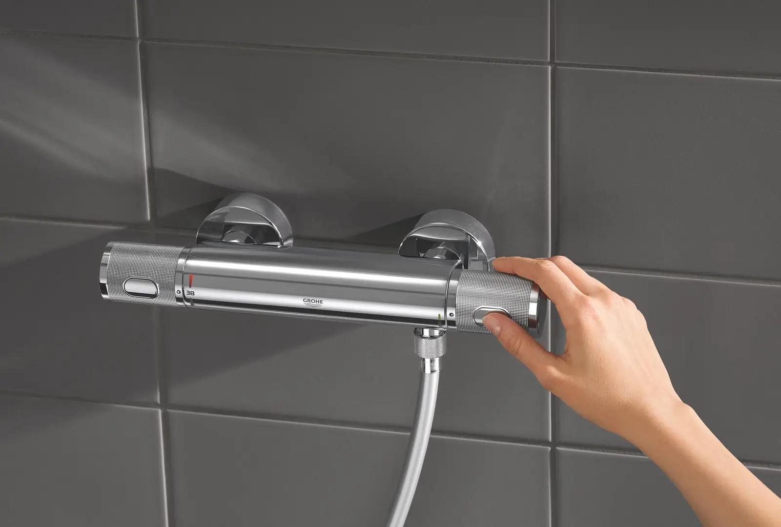 GROHE kroomitud termostaatdušisegisti – veesäästlik ja turvaline – detailne vaade