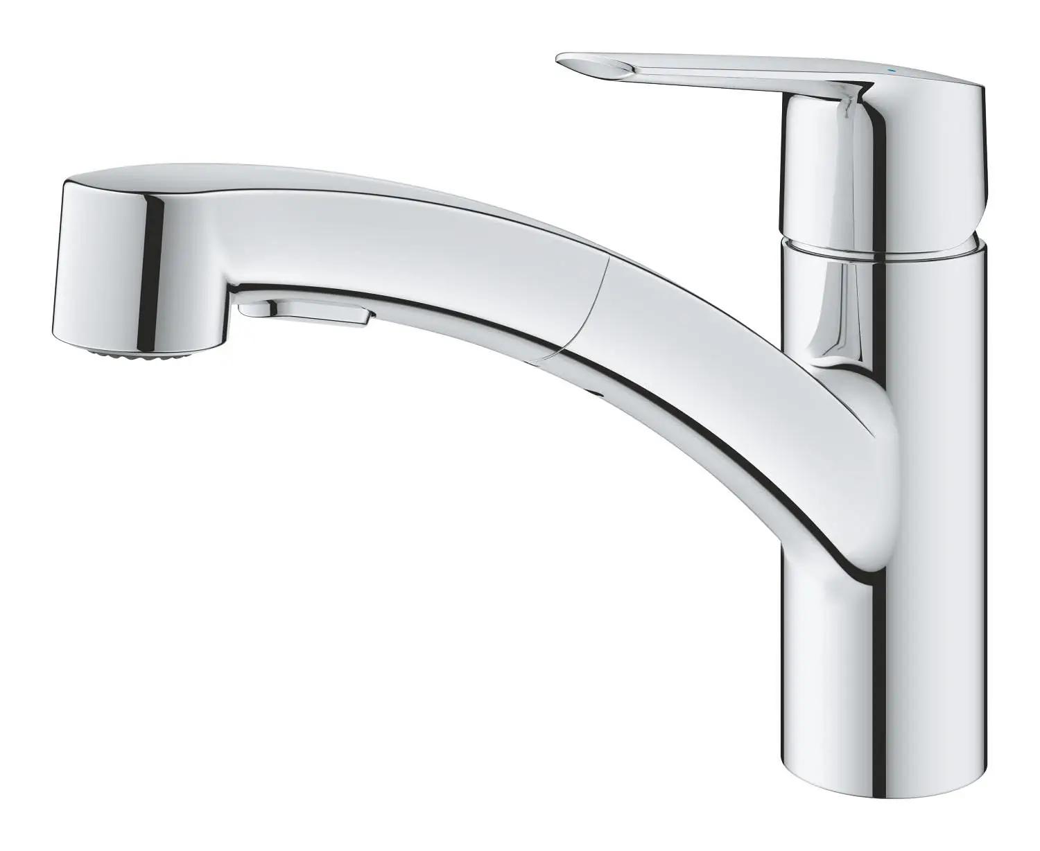 GROHE köögisegisti: eemaldatava dušiga, veesäästlik krom – pakend ja tarvikud