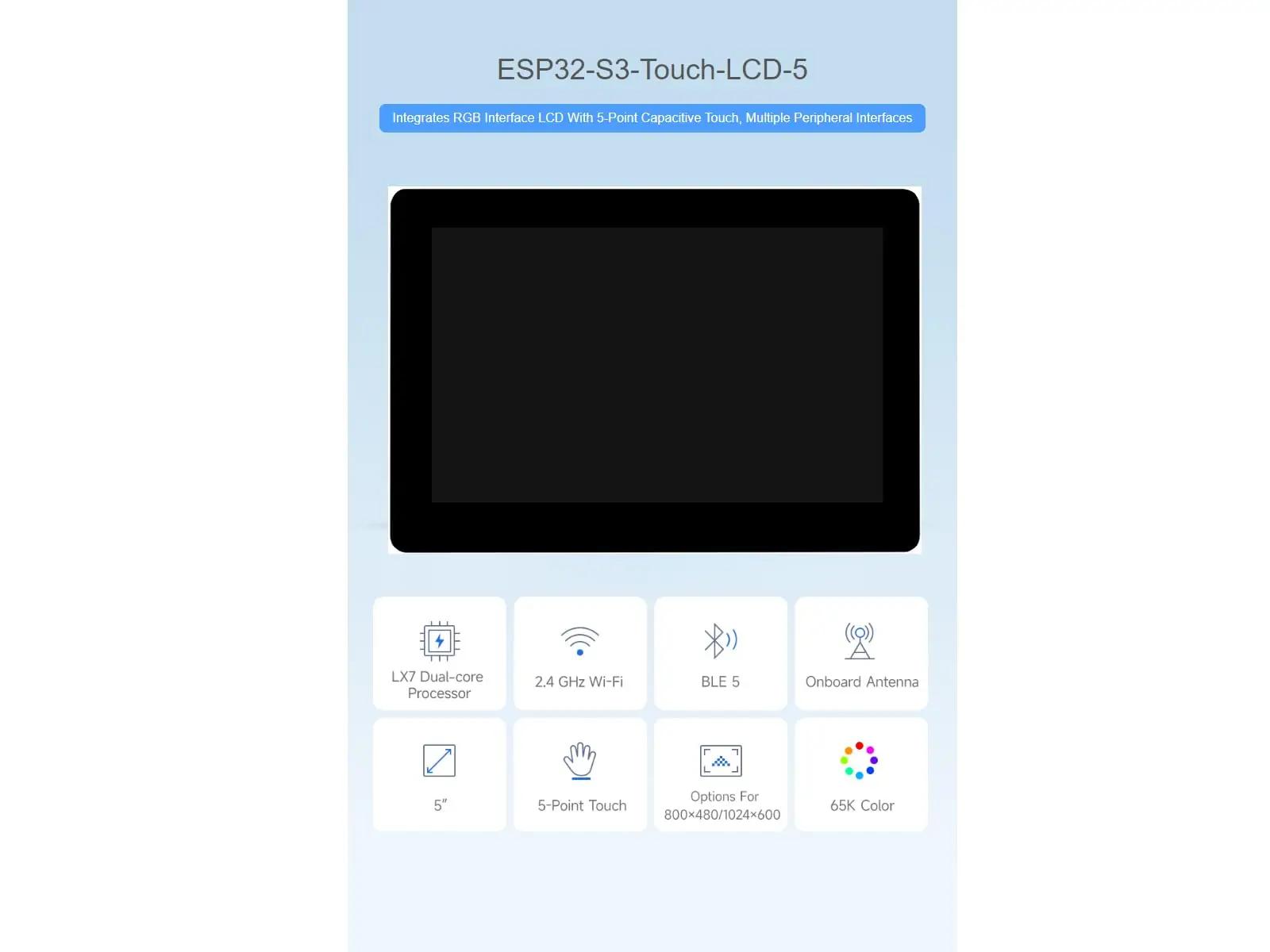 Waveshare ESP32-S3 5inch Touch Screen elektroonika ja tehnika
