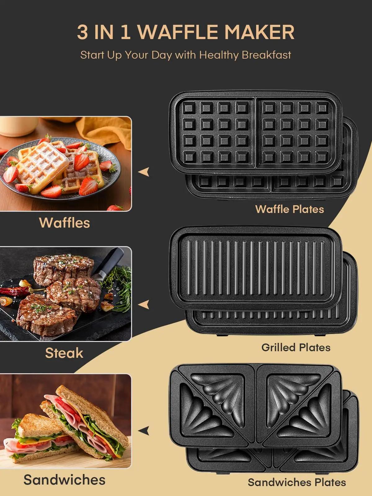 FOHERE roostevaba 3-in-1 sandwichmaker — mitmekülgne kingiidee – lisavaade