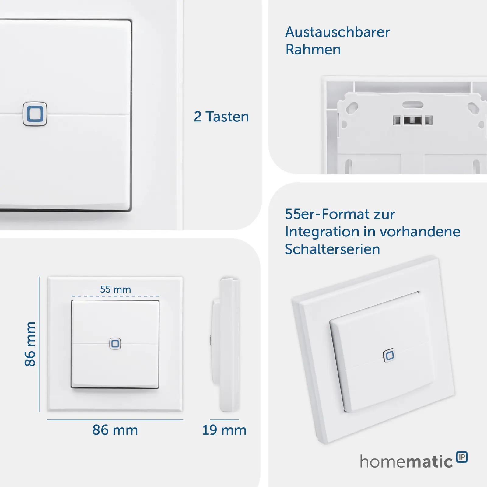 Homematic IP seinanupp — kaksik juhtmevaba lüliti praktiliseks – pakend ja tarvikud