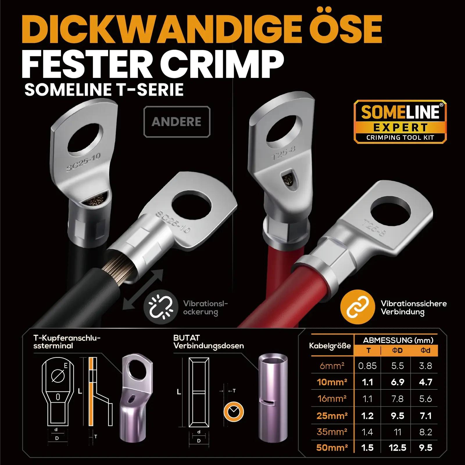 SOMELINE vastupidav krimpväljak 6–50 mm² — tugev teras – lisavaade