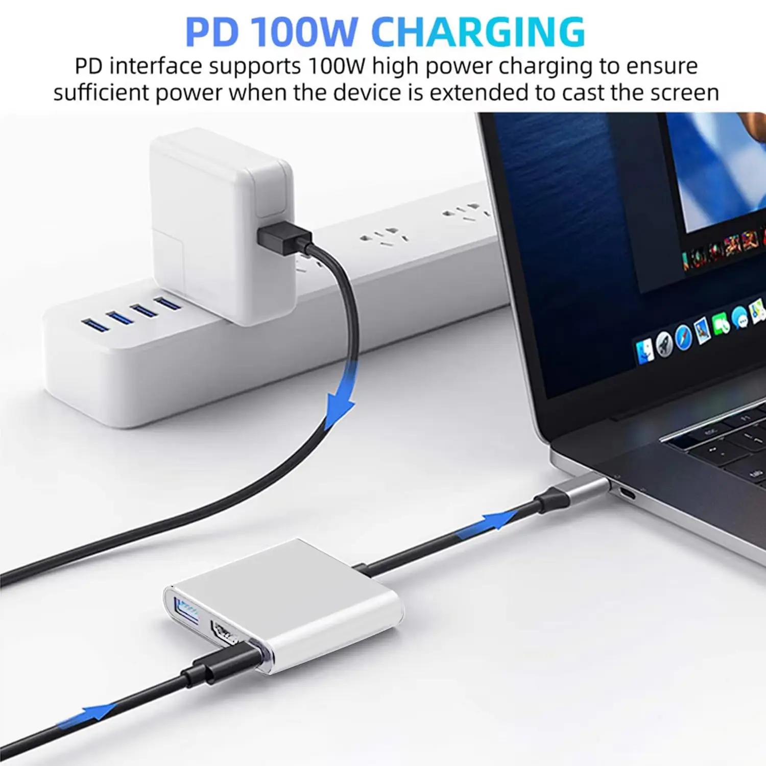 YMY kvaliteetne terasest USB-C HDMI adapter – pakend ja tarvikud
