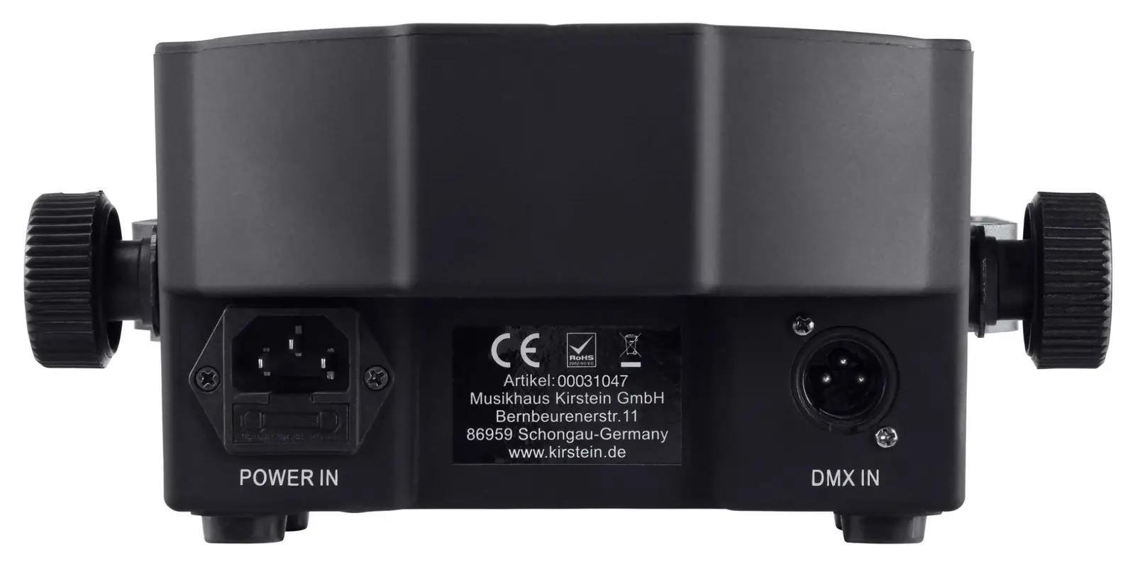 Showlite metallist lava-LED-paneel — tugev valgus ja RGB-mix – pakend ja tarvikud