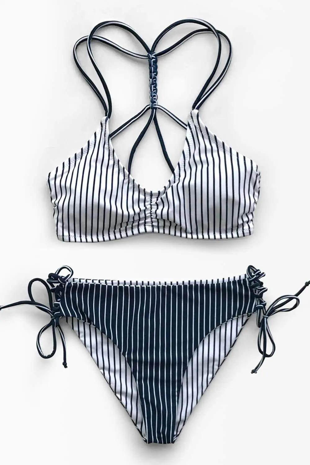 CUPSHE valge triibuline bikini komplekt — kerge ja mugav XS – lisavaade