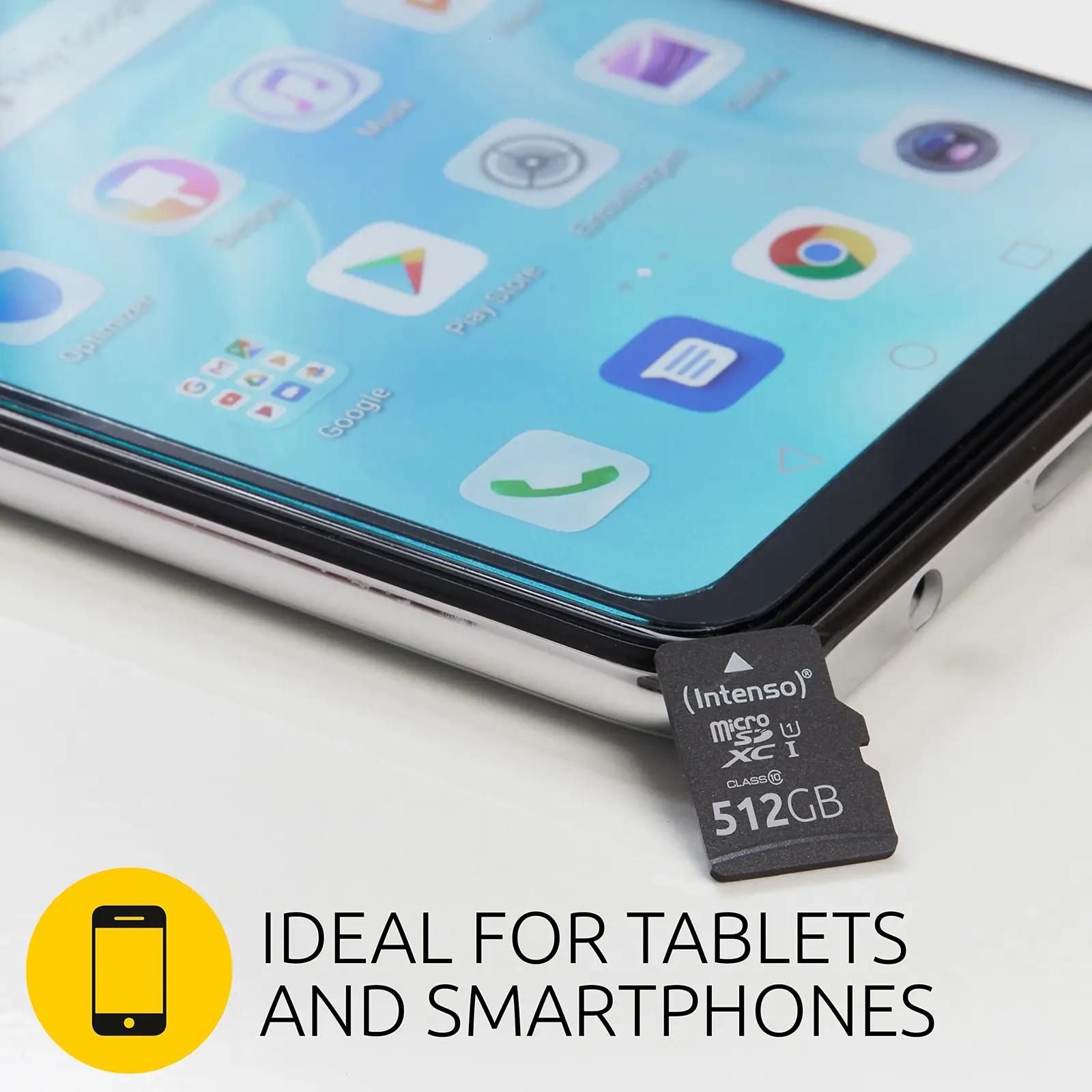 Intenso 512GB microSDXC Premium – kiire salvestus ja SD-adapter – kasutusnäide