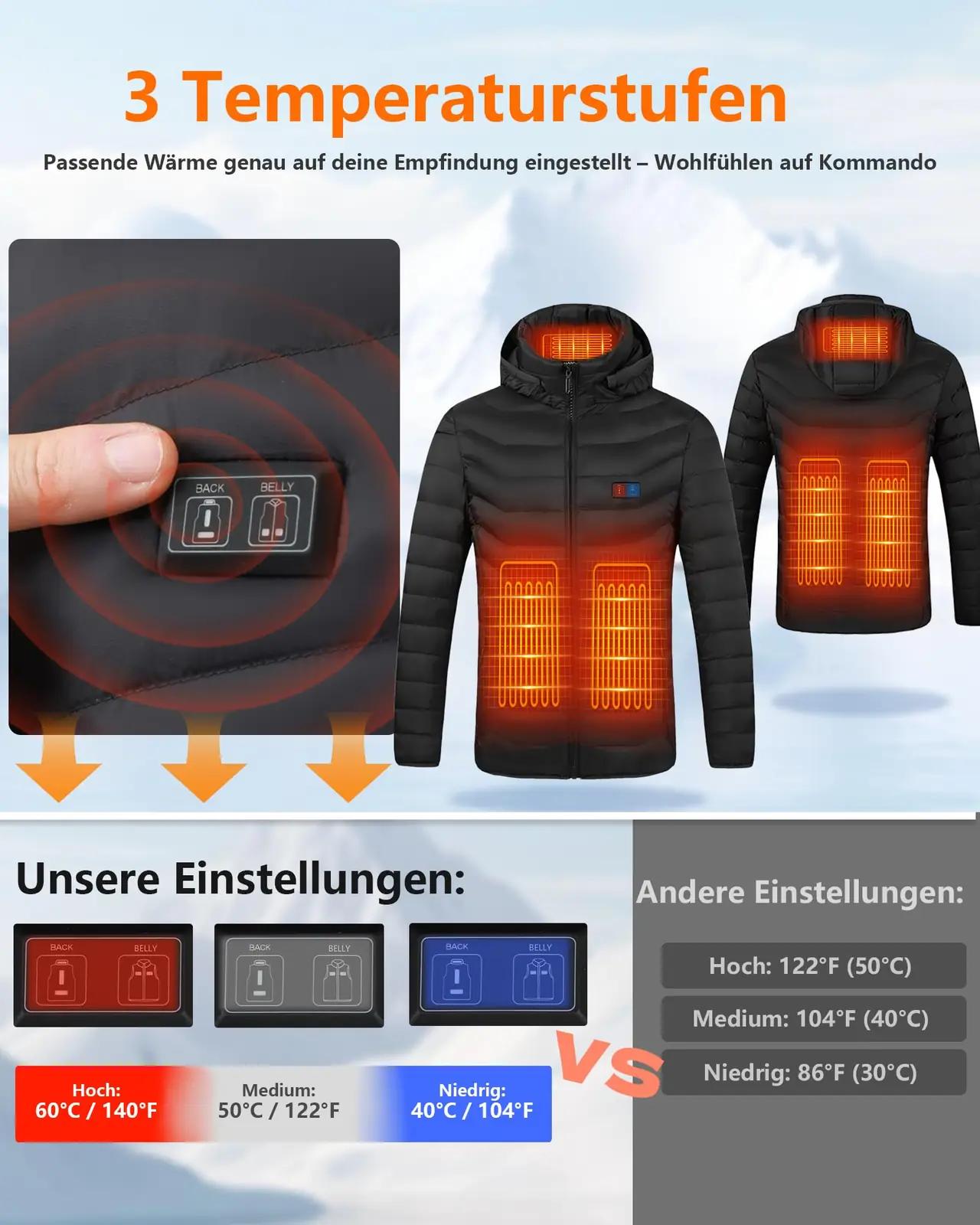 Mincoo soojendusega softshell-jope meestele – USB aku – kasutusnäide