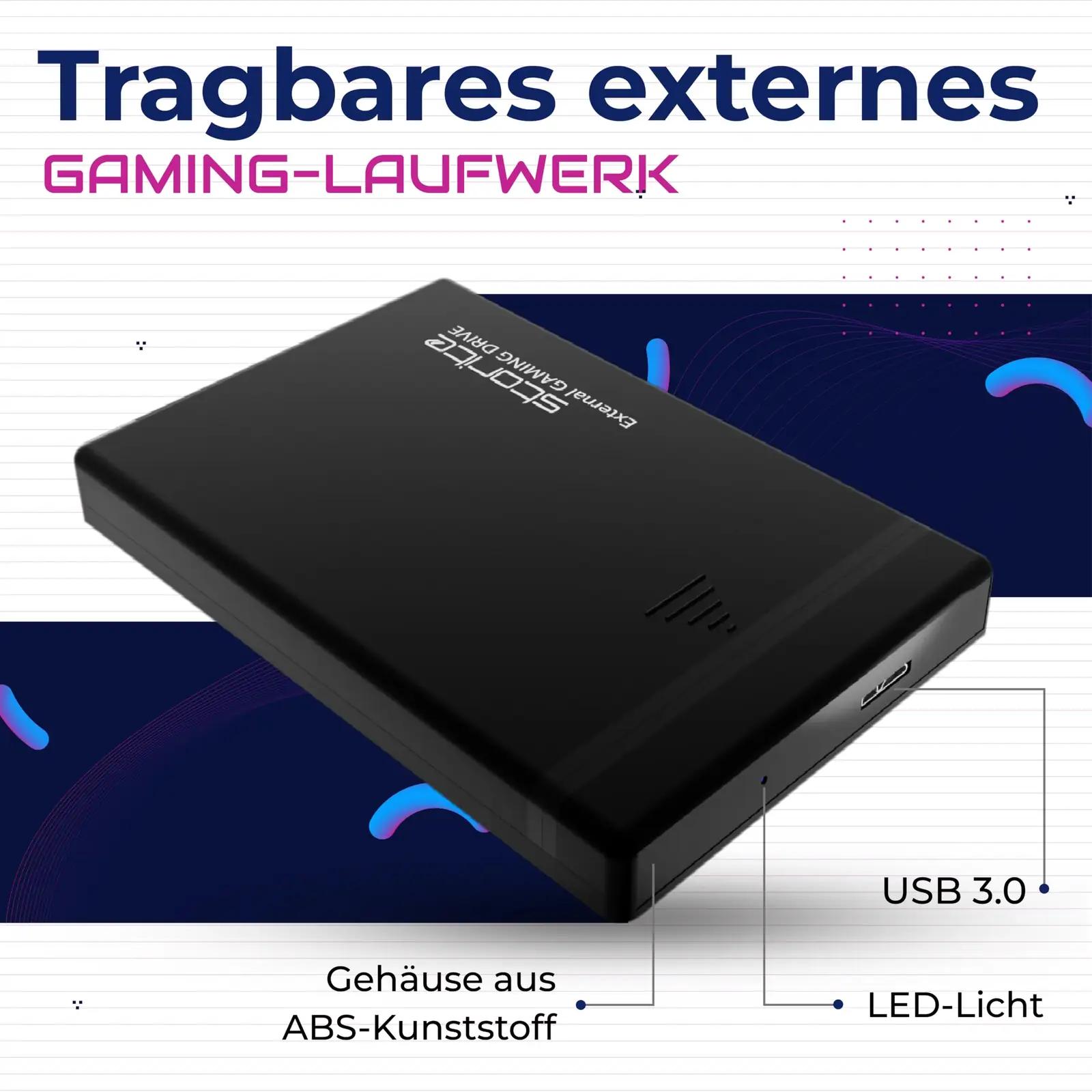 Storite kaasaskantav 1 TB mängukõvaketas — kiire USB 3.0 – detailne vaade