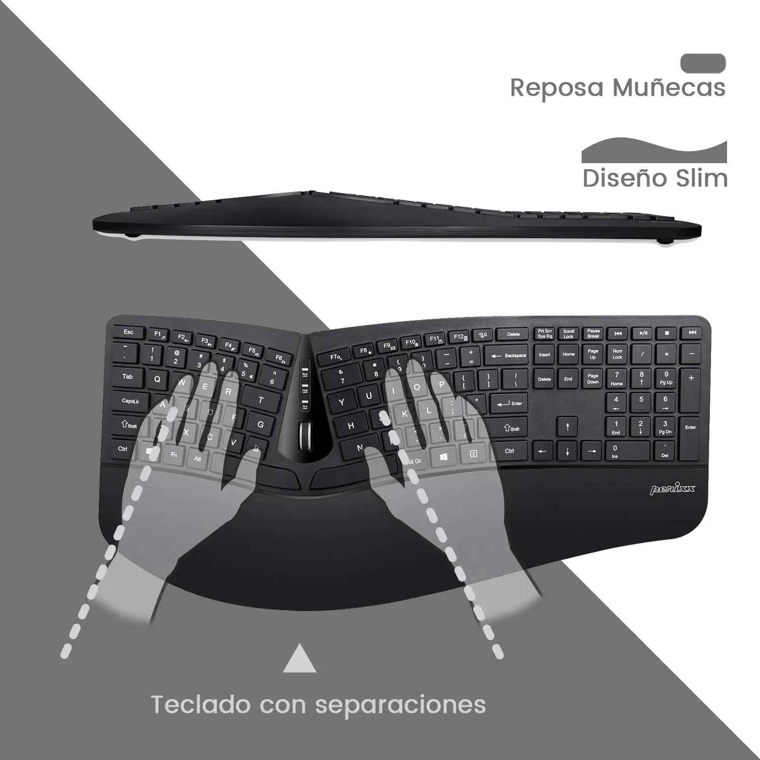 Perixx ergonoomiline traadita klaviatuur-hiire komplekt — – detailne vaade