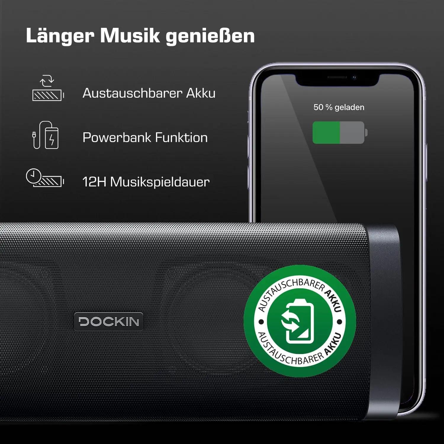 DOCKIN D FINE EVO vastupidav väline-kõlar 50W, akuga – kasutusnäide