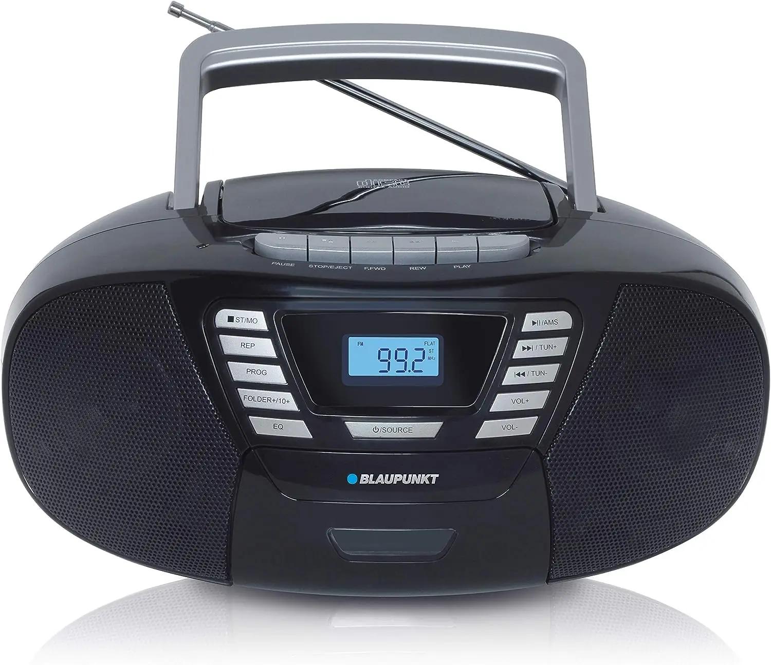 Blaupunkt elegantne kaasaskantav CD- ja kassettmängija – must